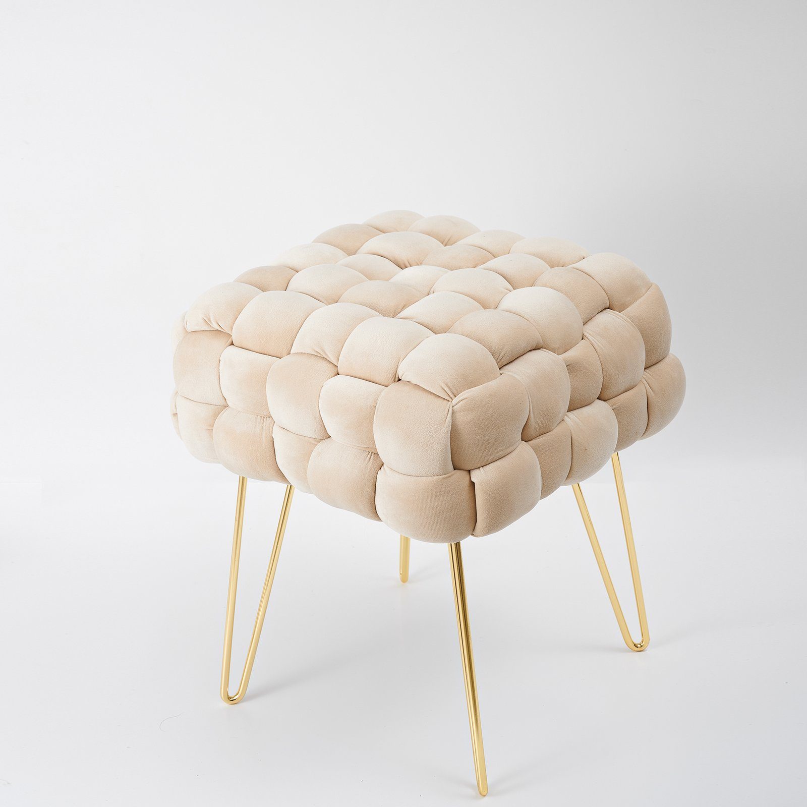 Zedelmaier Sitzhocker Ottoman Sitzbank Schminktisch Hocker Fußhocker Polsterhocker (ZDV42-CM), Größe: L38*B38*H41,5cm Goldene Beine