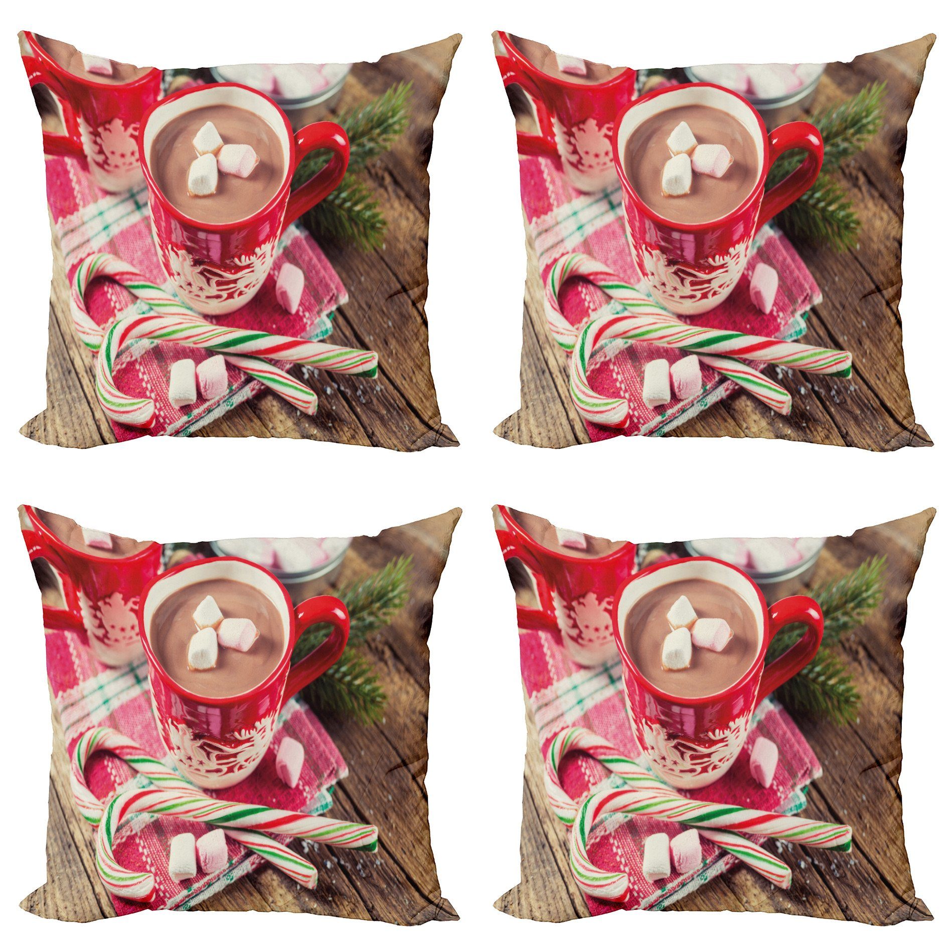 Kissenbezüge Modern Accent Doppelseitiger Digitaldruck, Abakuhaus (4 Stück), Weihnachten Heiße Schokolade in Tassen