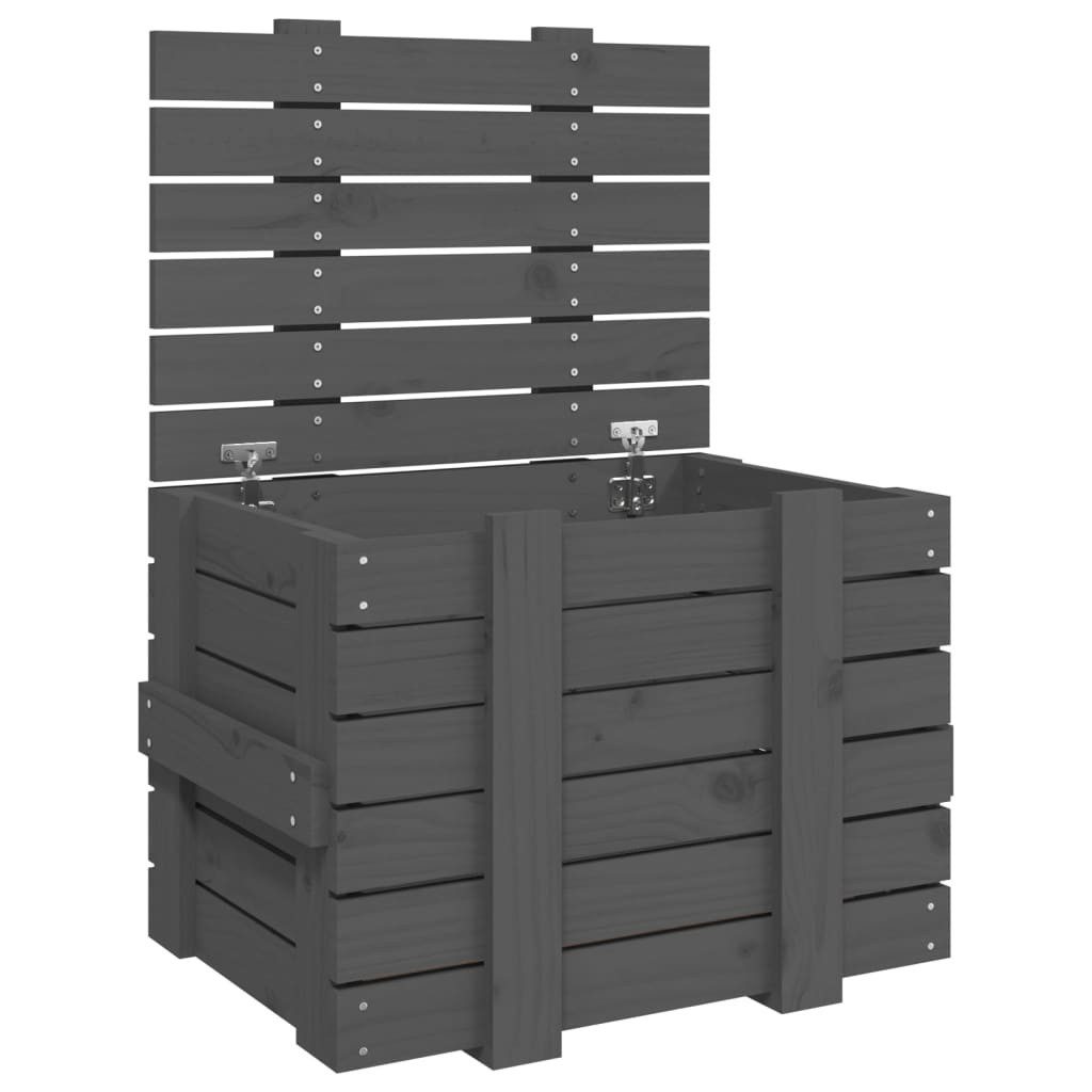 furnicato Truhe Aufbewahrungsbox aus massivem Kiefernholz 58 x 40,5 x 42 cm Grau (1 St)
