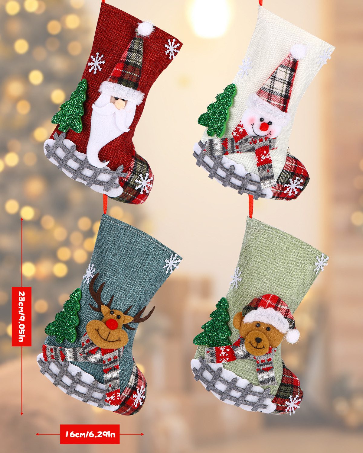 SinLaw Nikolausstiefel 4 Weihnachtssocken, Leinen-Weihnachtsmann-Socken, Ge günstig online kaufen