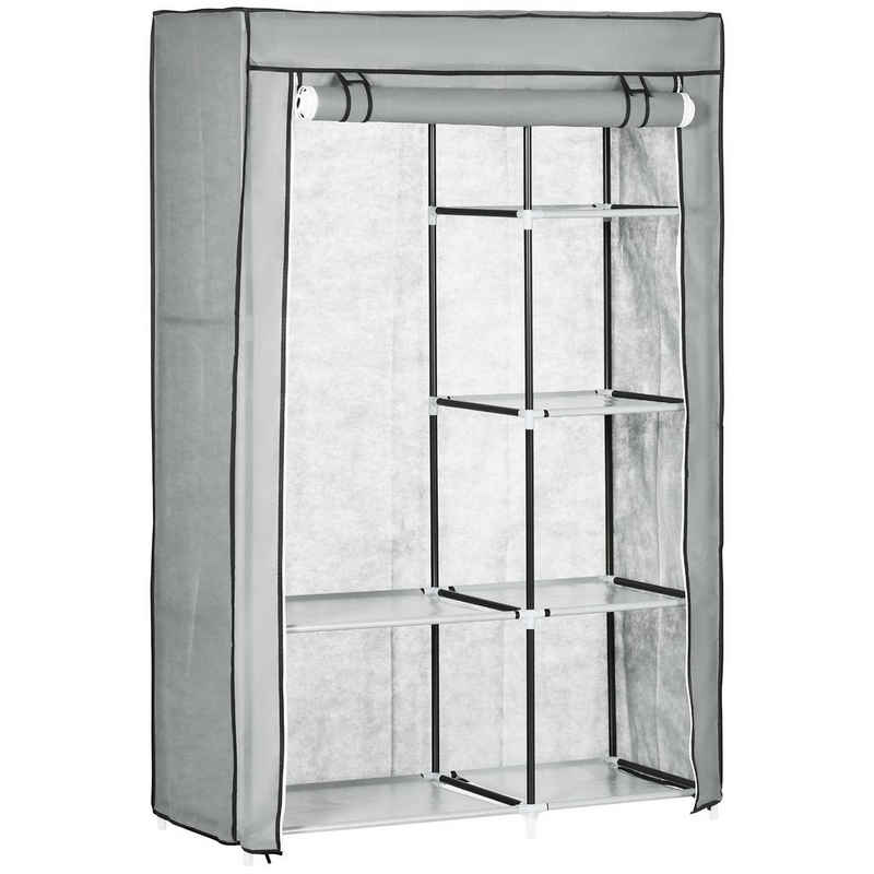 HOMCOM Stoffschrank Klappbarer Kleiderschrank Faltbare Garderobe in Vlies-Optik (Kleiderständer, 1-St., Faltschrank) für Schlafzimmer, Flur, Grau, 103 x 43 x 162,5 cm