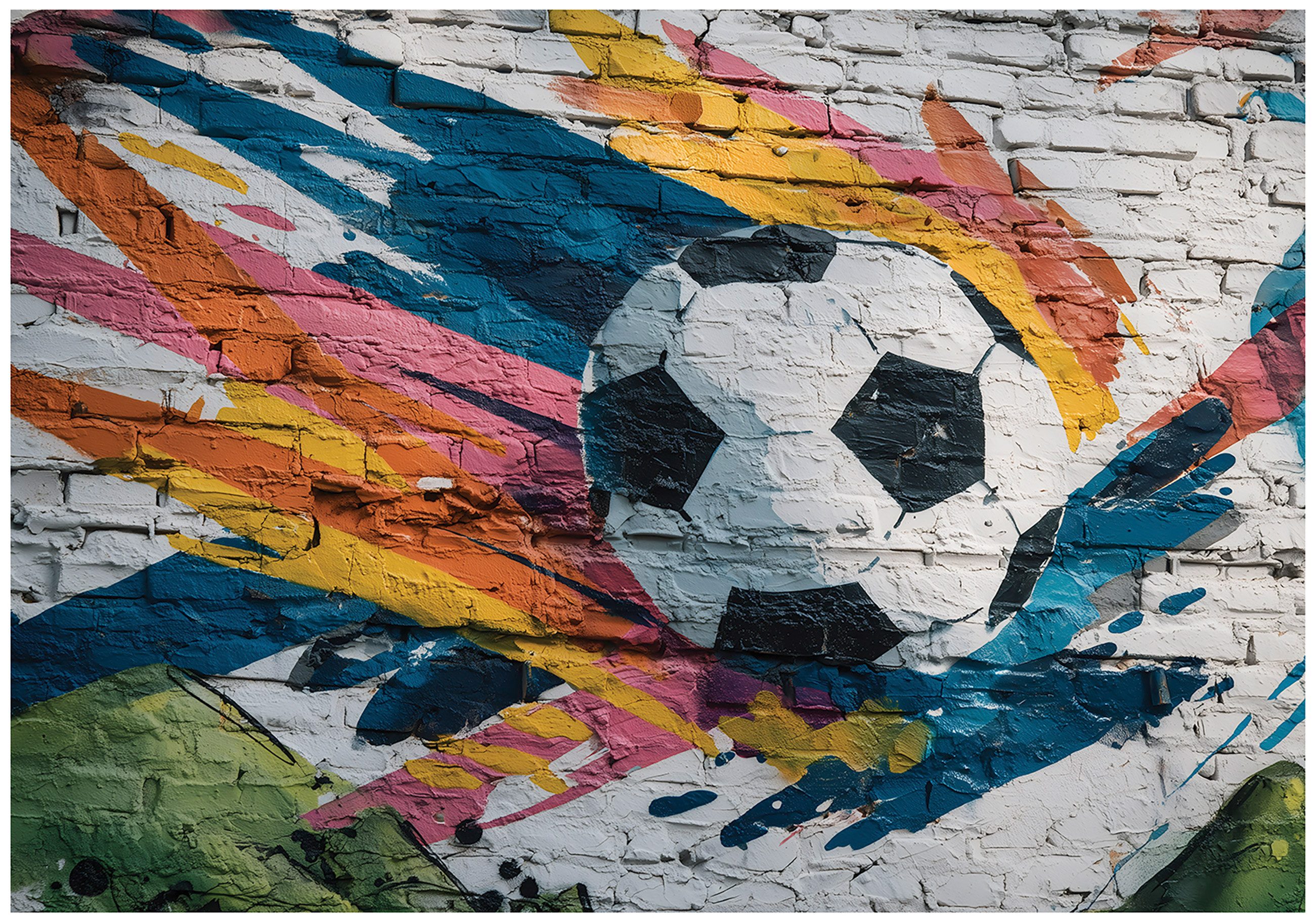 Wallarena Fototapete Junge Fußball - Bunt - Kinder - Vlies - Kinderzimmer, glatt, (2 St), 100x70cm