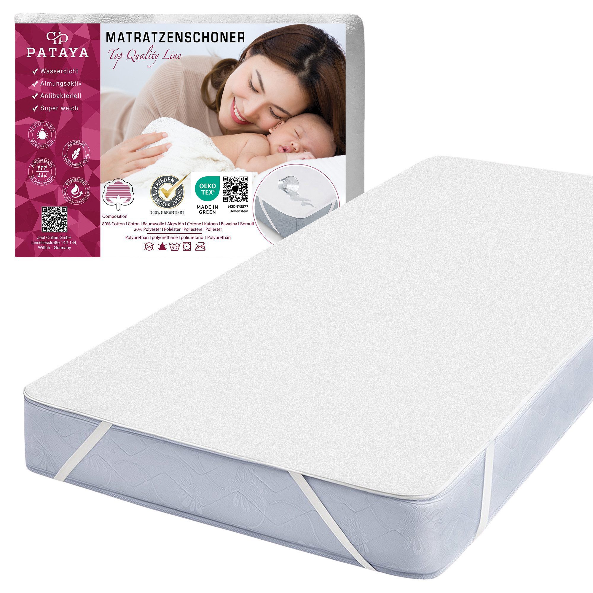 Matratzenschoner, Matratzenauflage wasserdicht, Matratzenschutz, OEKO-TEX zertifiziert Pataya, Premium, waschbar, in alle Größen, ohne Knistern, wasserfest