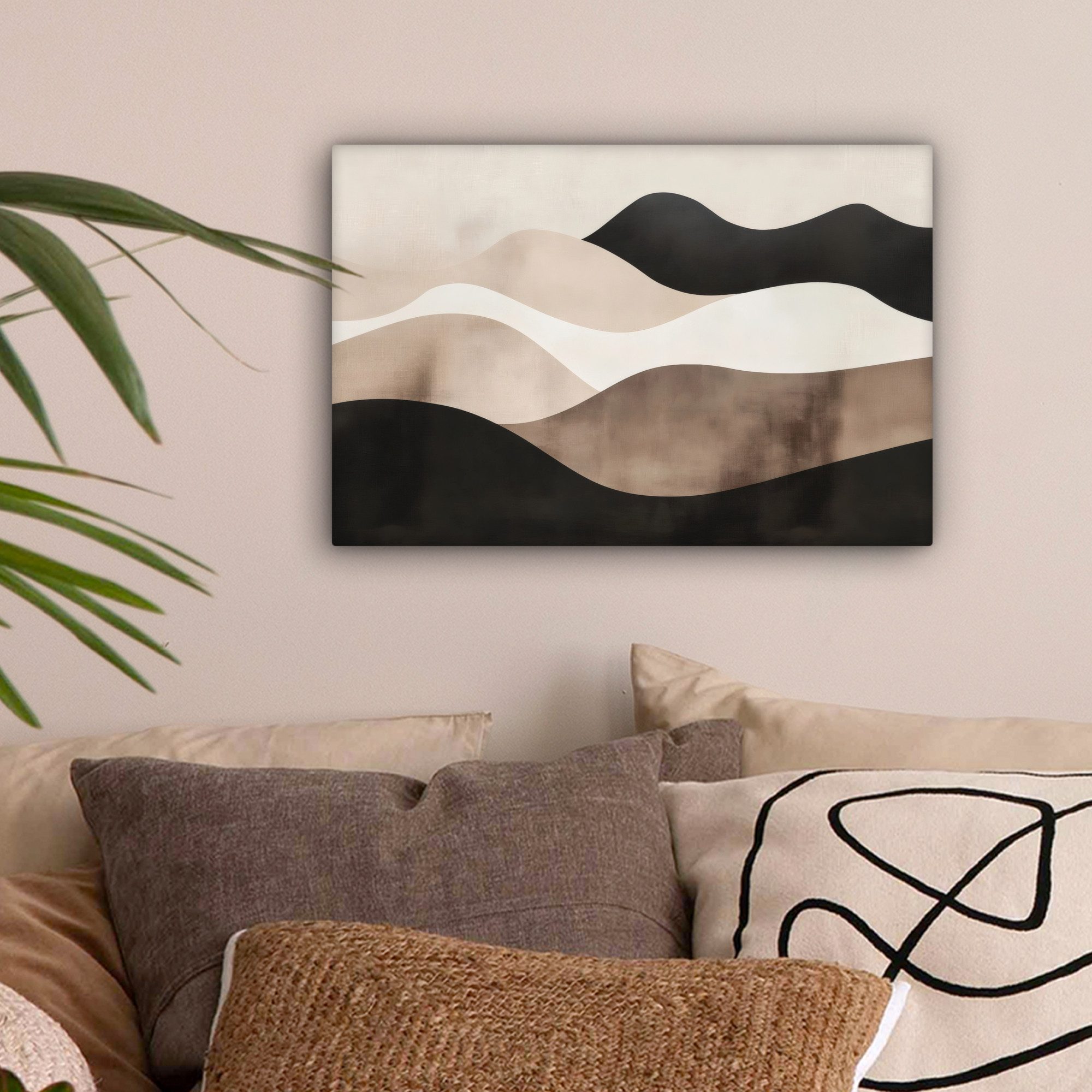 OneMillionCanvasses® Leinwandbild Abstrakt - Landschaft - Wellen - Cremefar günstig online kaufen
