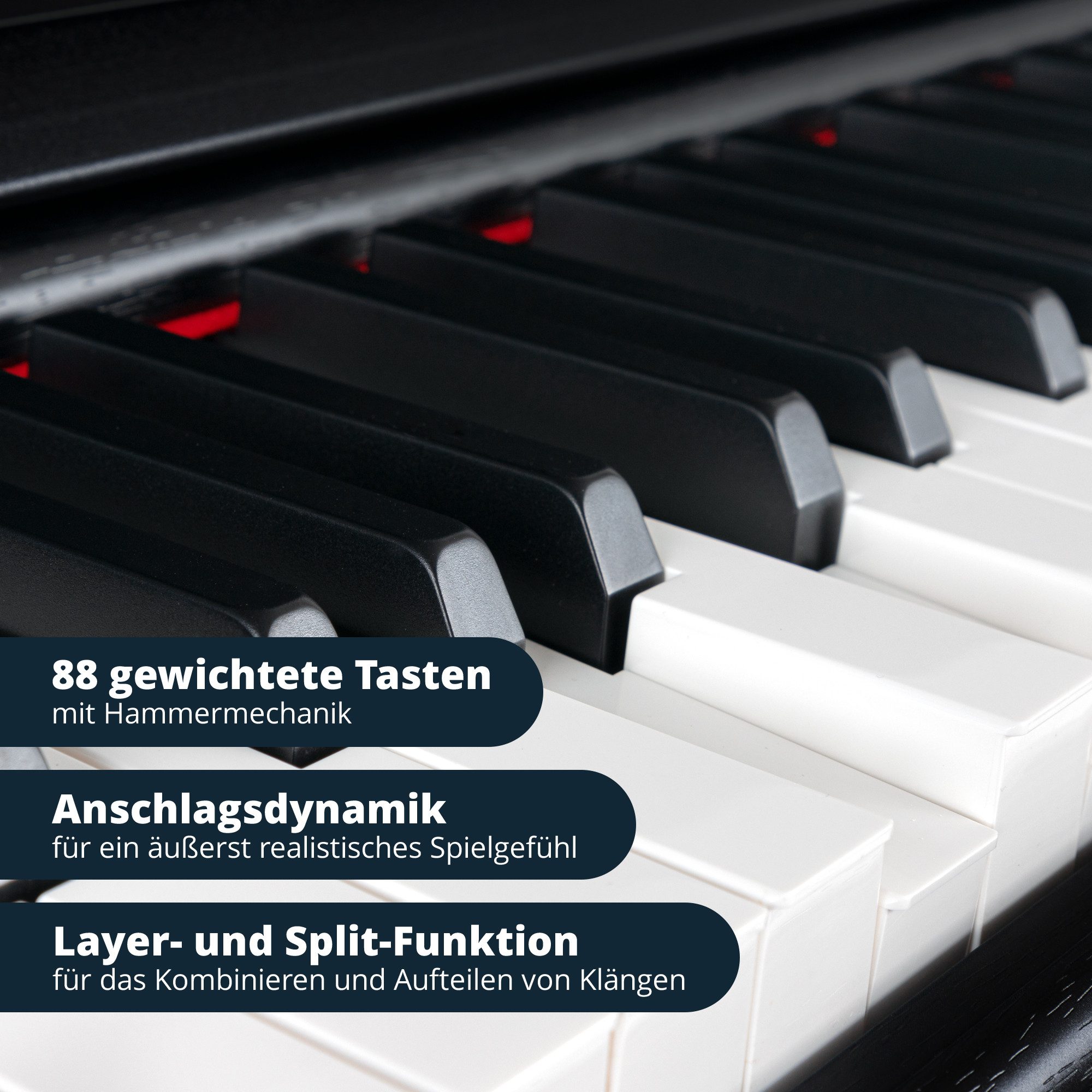 Classic Cantabile Digitalpiano DP-230 E-Piano - 88 Tasten mit Hammermechanik, Klavier mit 40 Voices, 200 Rhythmen, Begleitautomatik