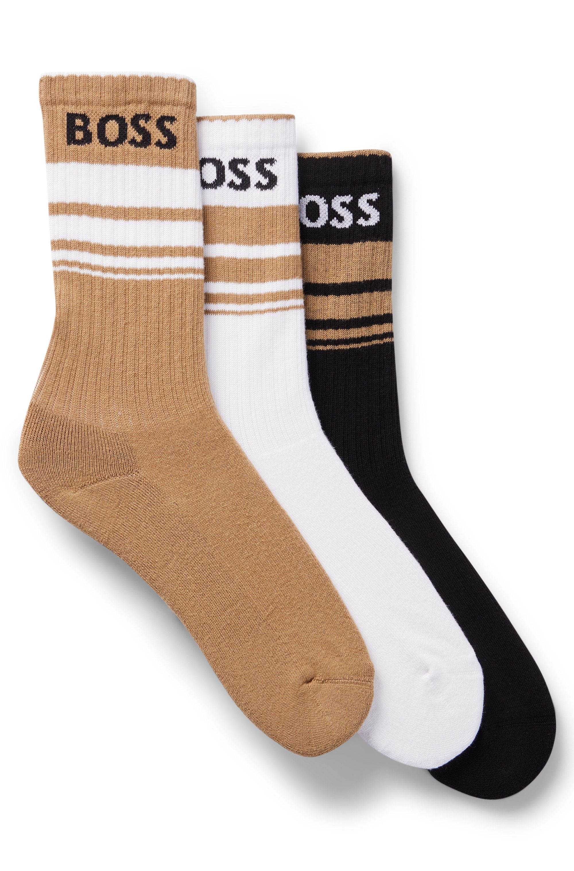 BOSS Freizeitsocken 3P QS Rib Stripe CC (Packung, 3-Paar) mit BOSS Logo günstig online kaufen