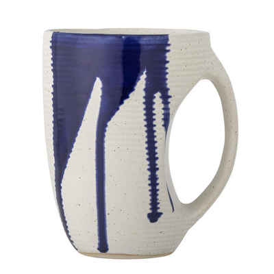 Bloomingville Tasse Okayama, Steingut, in Weiß/Blau, 560ml