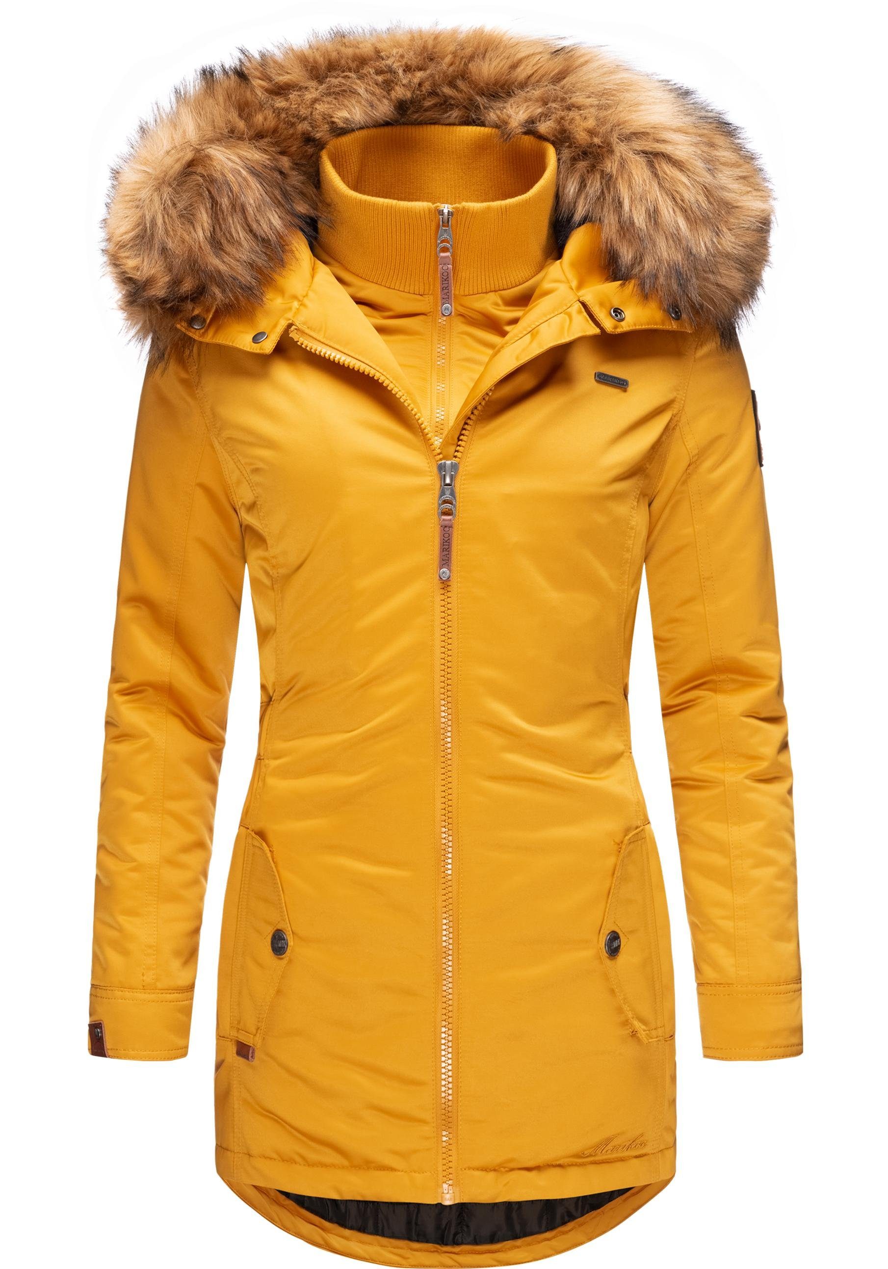 Marikoo Wintermantel "Sanakoo" schicker Damen Kurzmantel mit Kunstfellkapuz günstig online kaufen