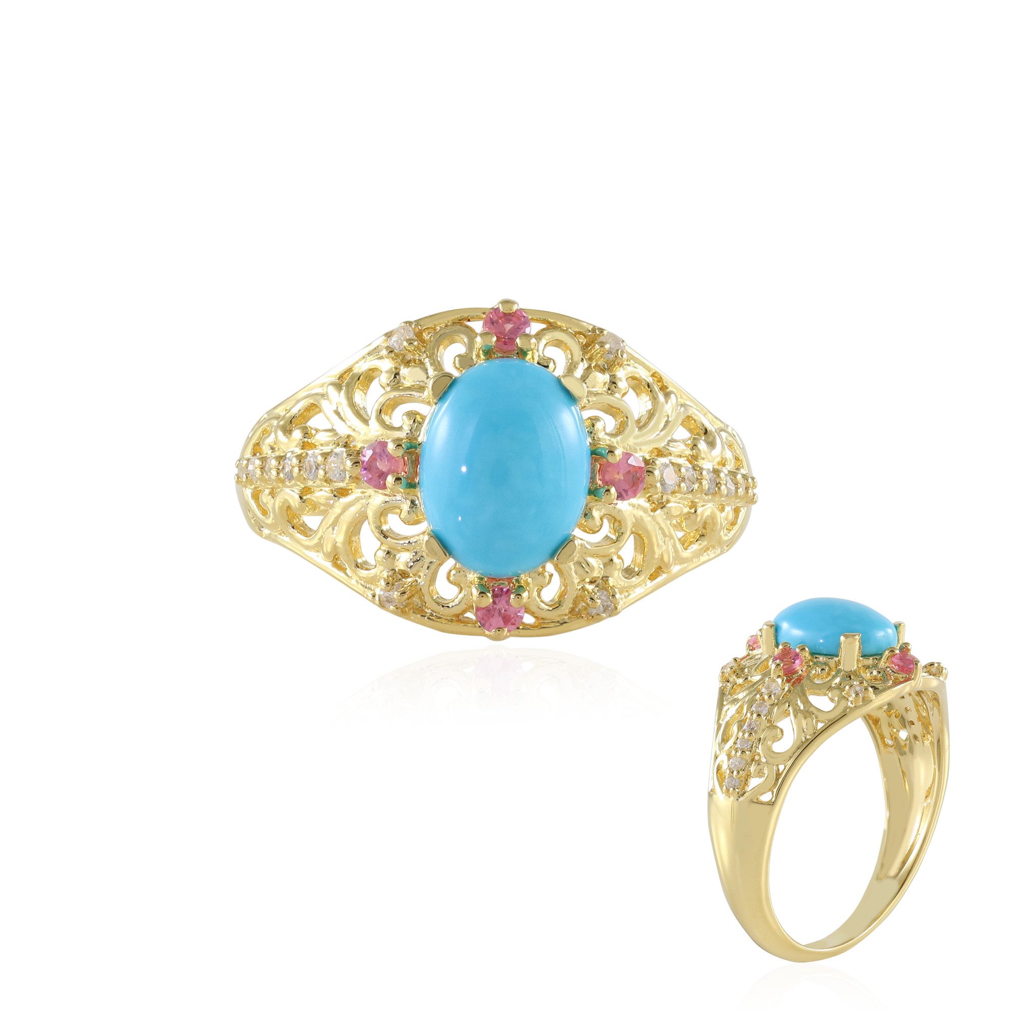 Cavill Silberring Dornröschen Türkis Vergoldeter Silberring (1-tlg)