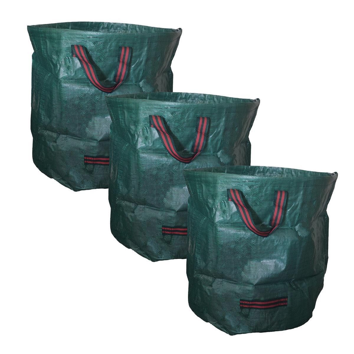Gartensack 3er Laubsack 170 Liter Gartenabfallsack Grün 600x600mm Set