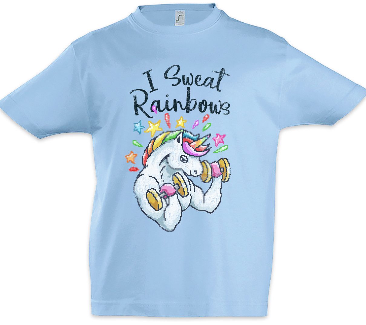 Print-Shirt I Sweat Rainbows Kinder T-Shirt Gewichtheber Einhorn Unicorn Body