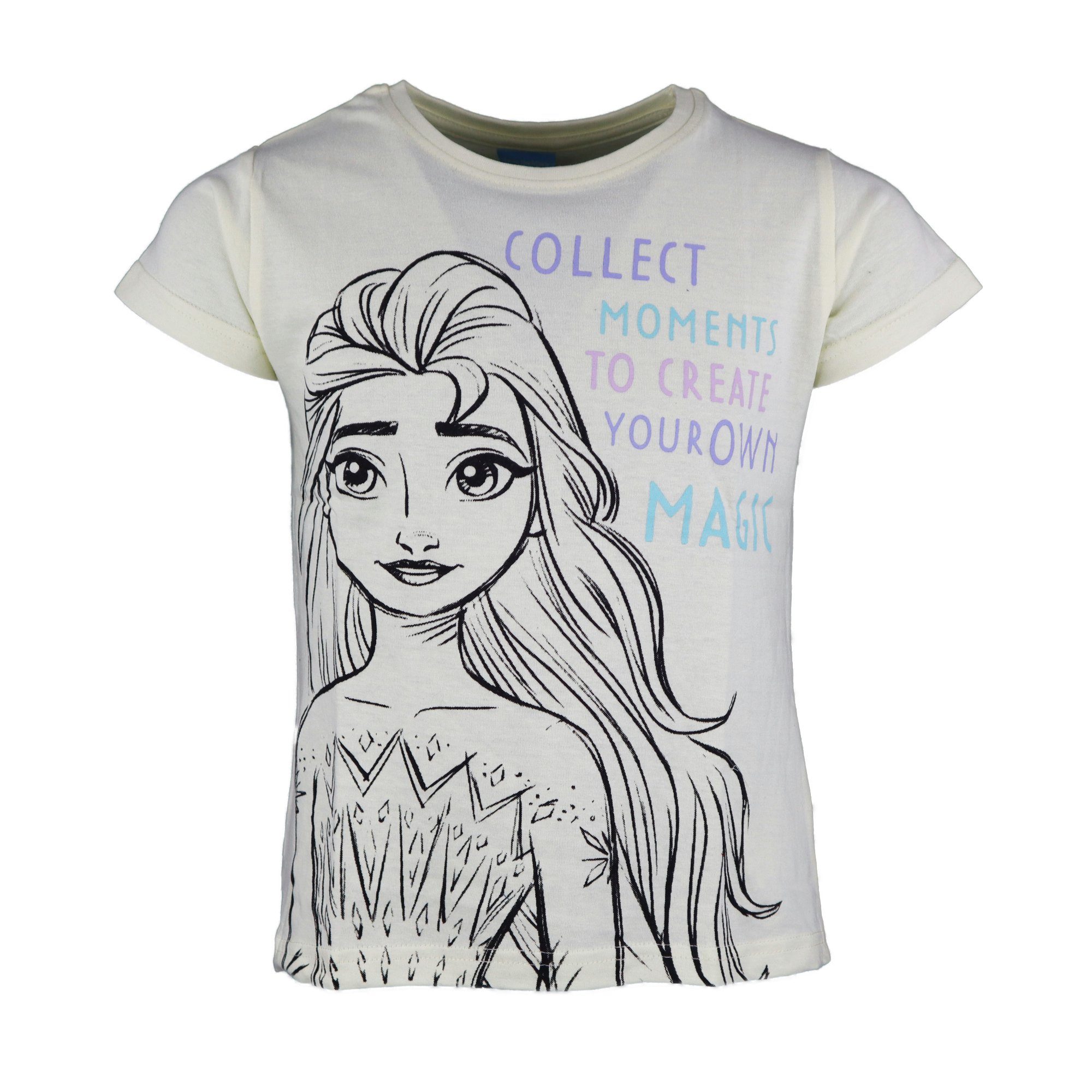 bis Mädchen 104 Gelb 134 Elsa Frozen Gr. Disney Kinder Print-Shirt T-Shirt Eiskönigin Die