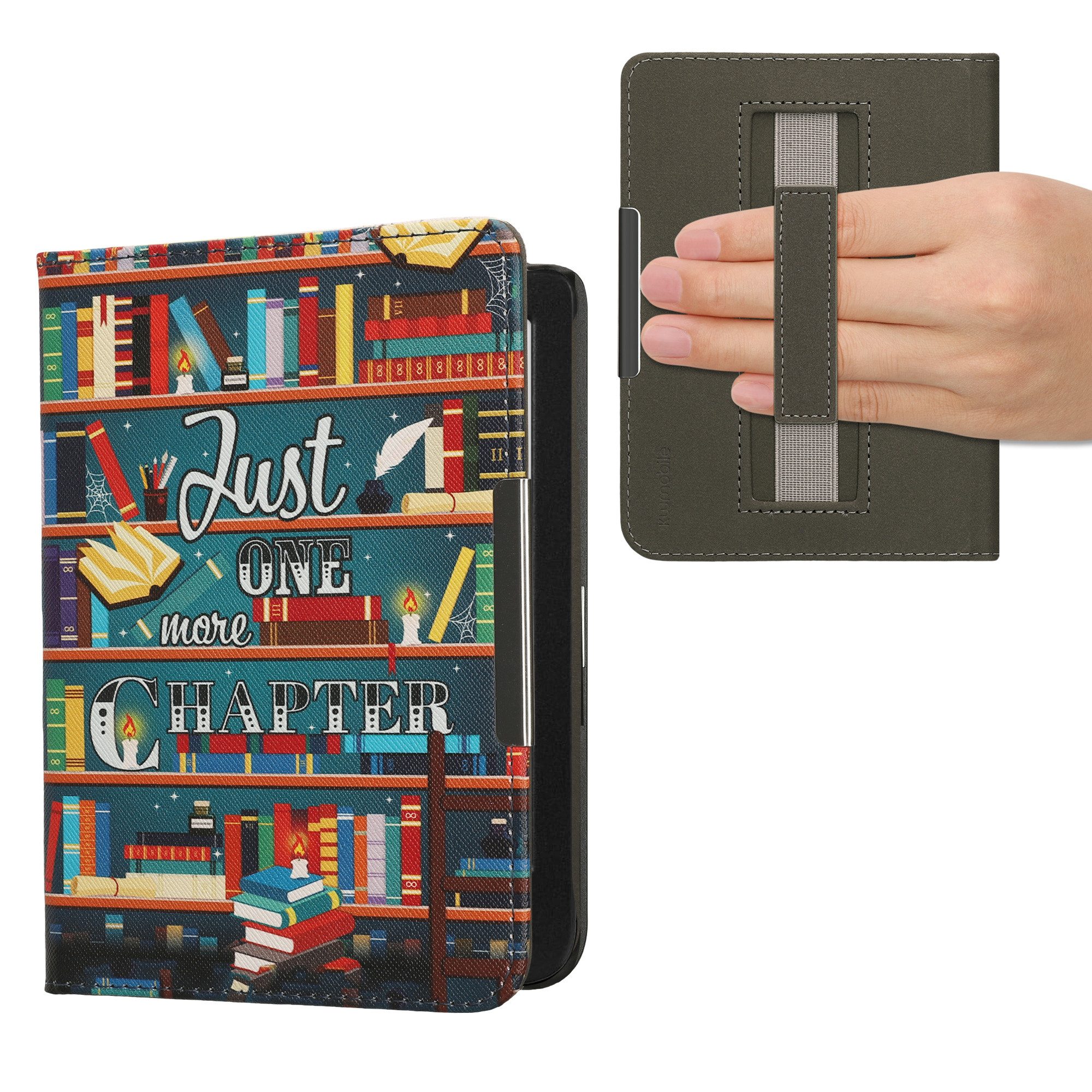 kwmobile E-Reader-Hülle Schutzhülle für Kobo Clara BW / Clara Colour / Tolino Shine (5), eReader Flip Case mit Handschlaufe und Auto Sleep Funktion