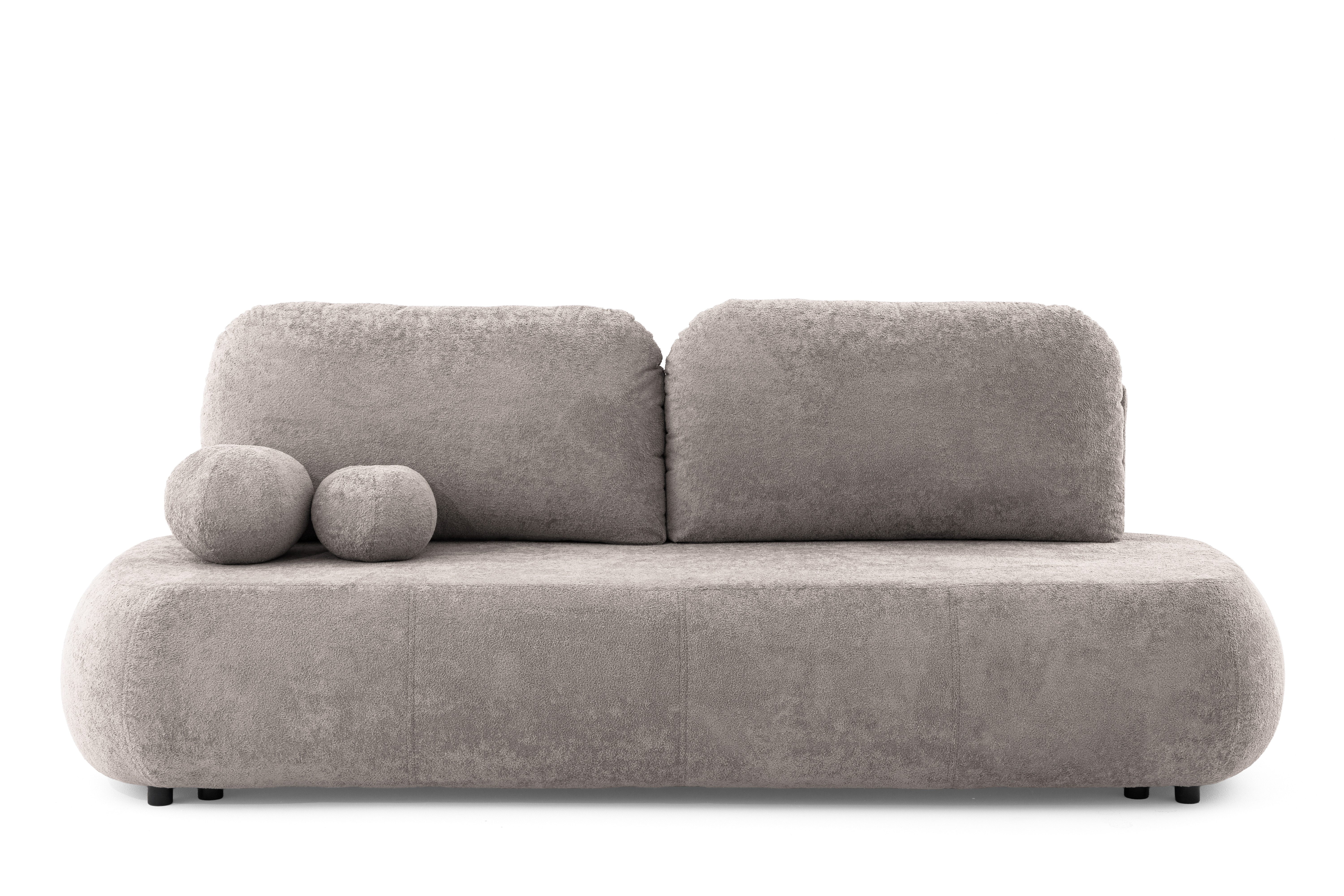 Muffo Sofa LEXI, praktische Schlaffunktion, dekorative Kugelkissen, Couch