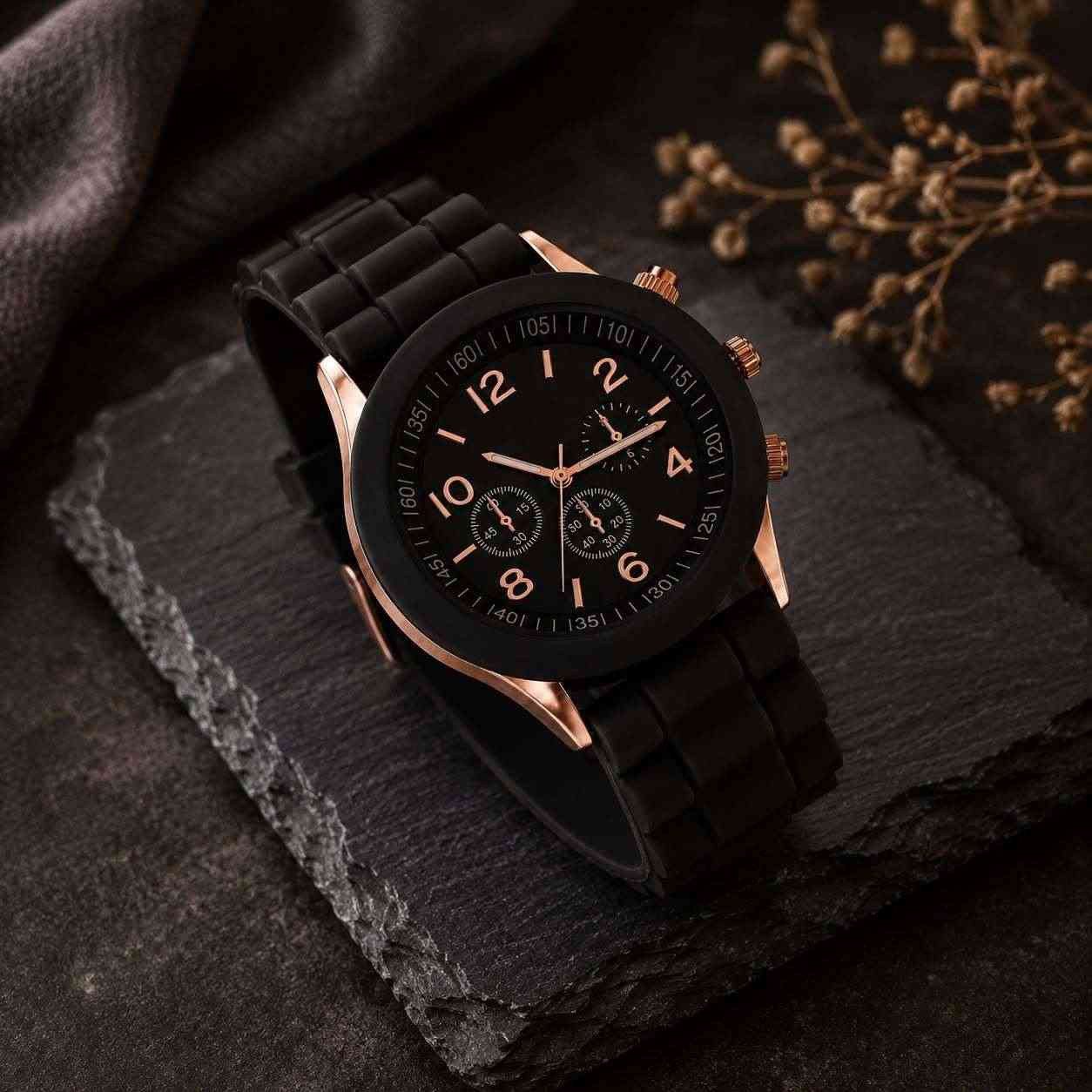 Taffstyle Quarzuhr Damen Uhr Silikon Armbanduhr Chrono Look Roségold leicht elegant, (Modische Damenarmbanduhr mit weichem Silikonarmband, roségoldfarbenen Details und angenehmem Tragekomfort in verschiedenen Farben)