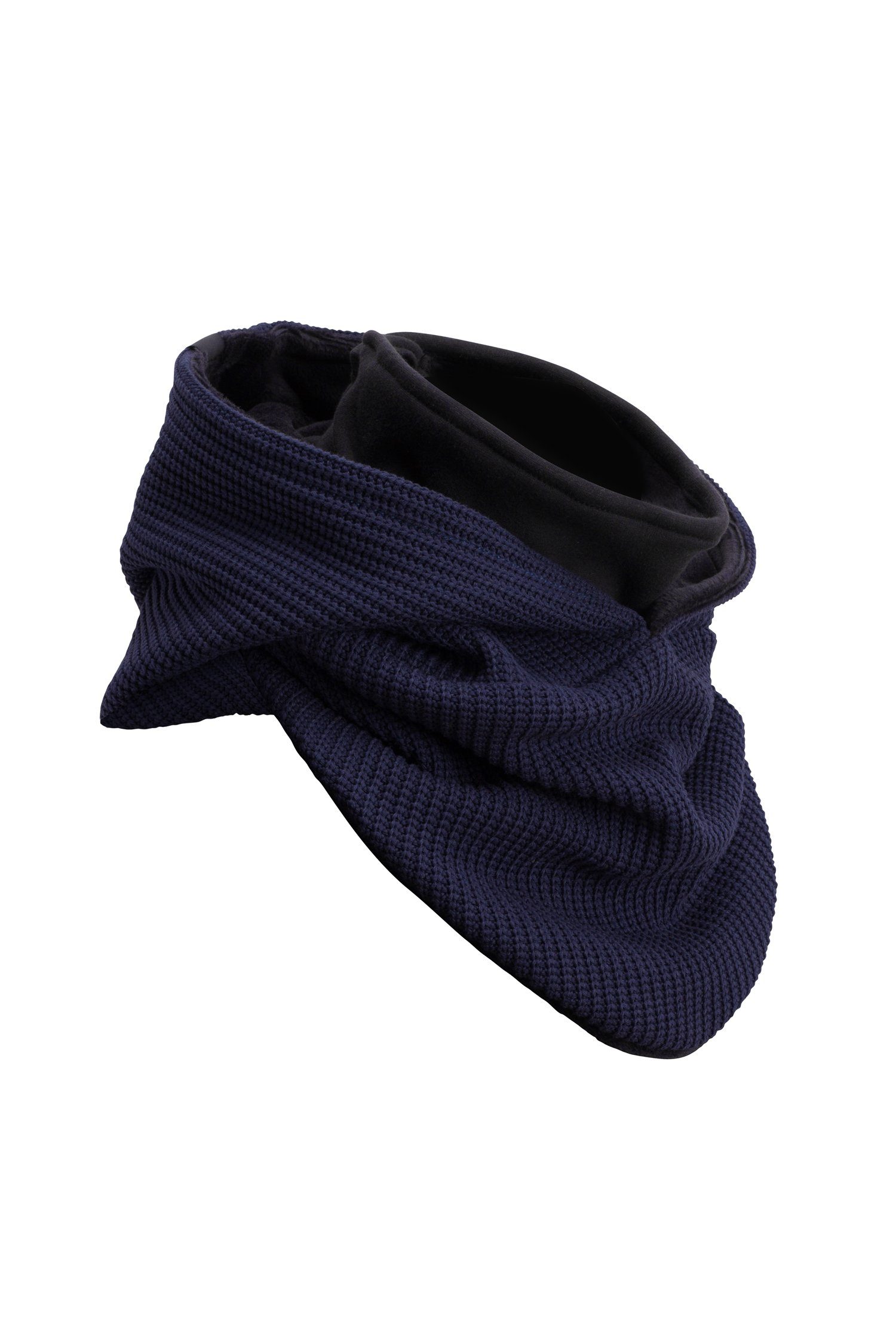Manufaktur13 Modeschal Knit Hooded Loop - Kapuzenschal, Schal, Strickschal, mit integriertem Windbreaker Navy