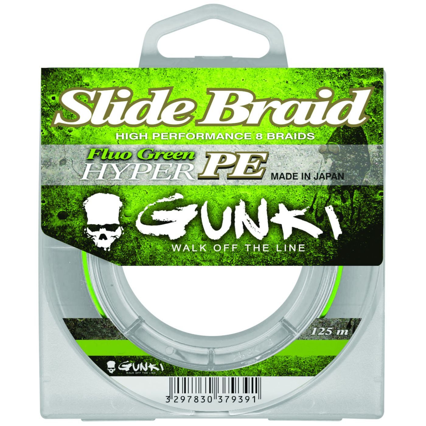 Gunki Fishing Angelschnur Gunki Slide Braid Fluo Green - 125m geflochtene Angelschnur, 0.08 m Länge, 0.08 mm Fadendurchmesser, (125-St)