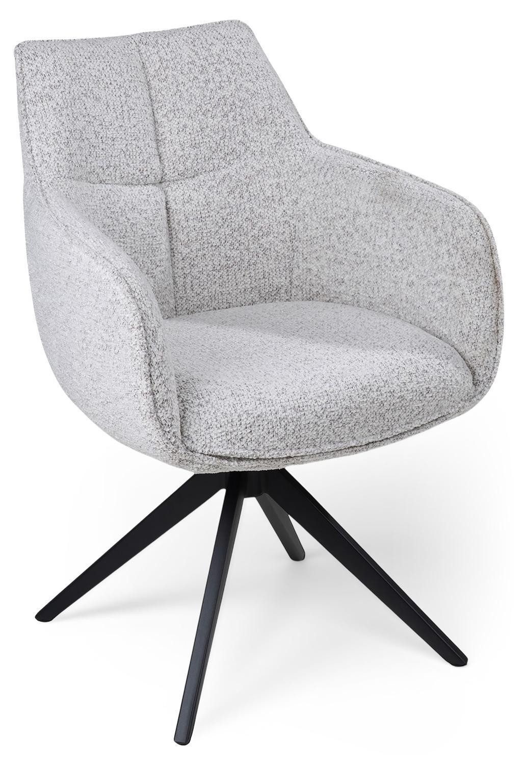 casa NOVA Esszimmerstuhl OLMO, Cremeweiß, Schwarz, Webstoff, Metall, (1 St), 360 Grad drehbar mit Rückholfunktion, B 61 x H 89 x T 63 cm