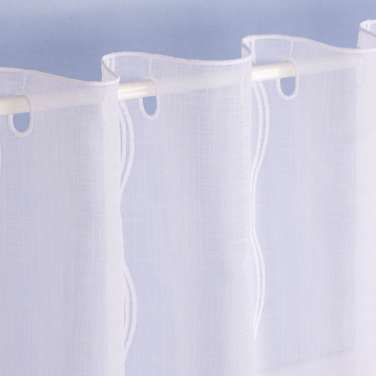 SCHÖNER LEBEN. Meterware Scheibengardine Meterware Leinenstruktur Voile Stickerei Blumenranke n, leicht perforiert, Polyester