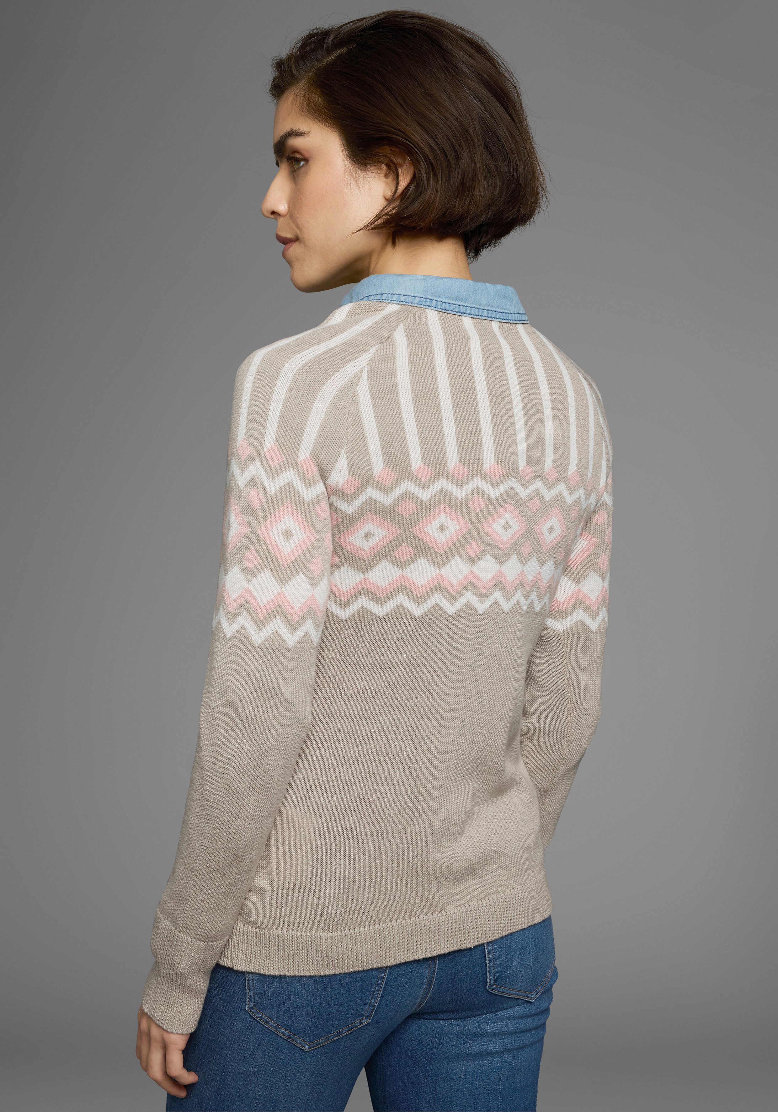 AJC Jacquardpullover mit Norwegermuster in verschiedenen Farbvarianten