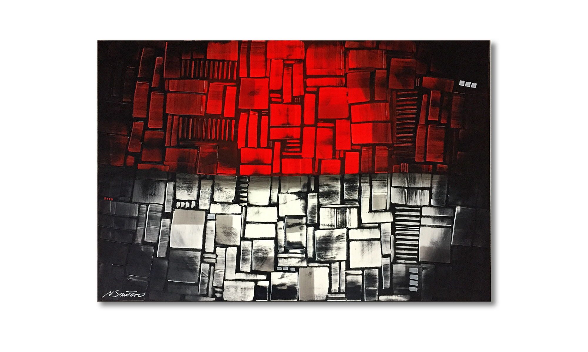WandbilderXXL Gemälde Two Parts 120 x 80 cm, Abstraktes Gemälde, handgemaltes Unikat
