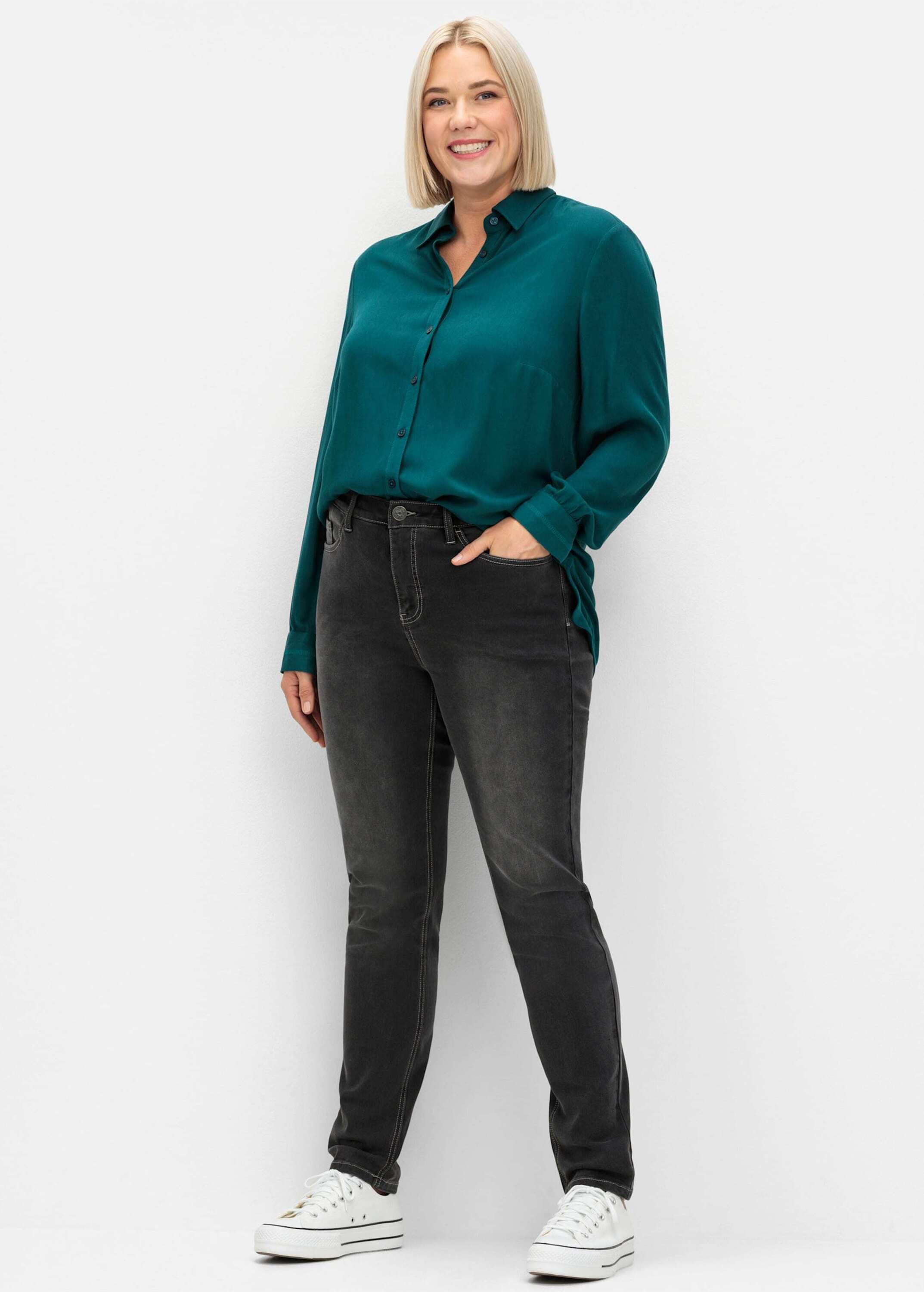Sheego Klassische Bluse Hemdbluse Langarm