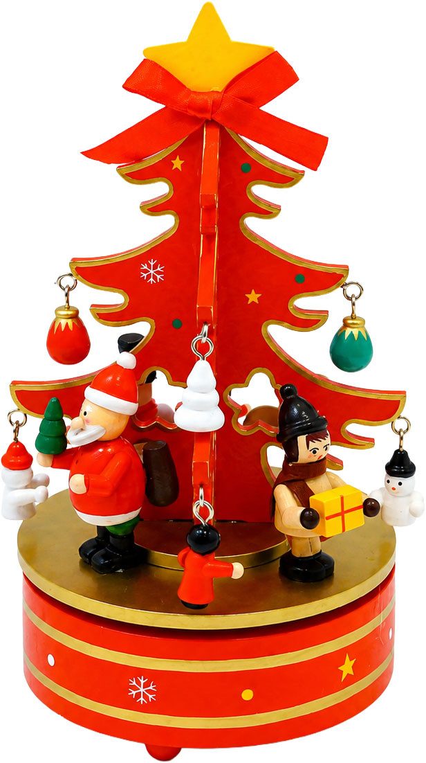 OTTO home Spieluhr Weihnachtsbaum festlich, (1-tlg), Weihnachtsbaum aus Holz, Aufziehschlüssel, extra Anhänger, Melodie