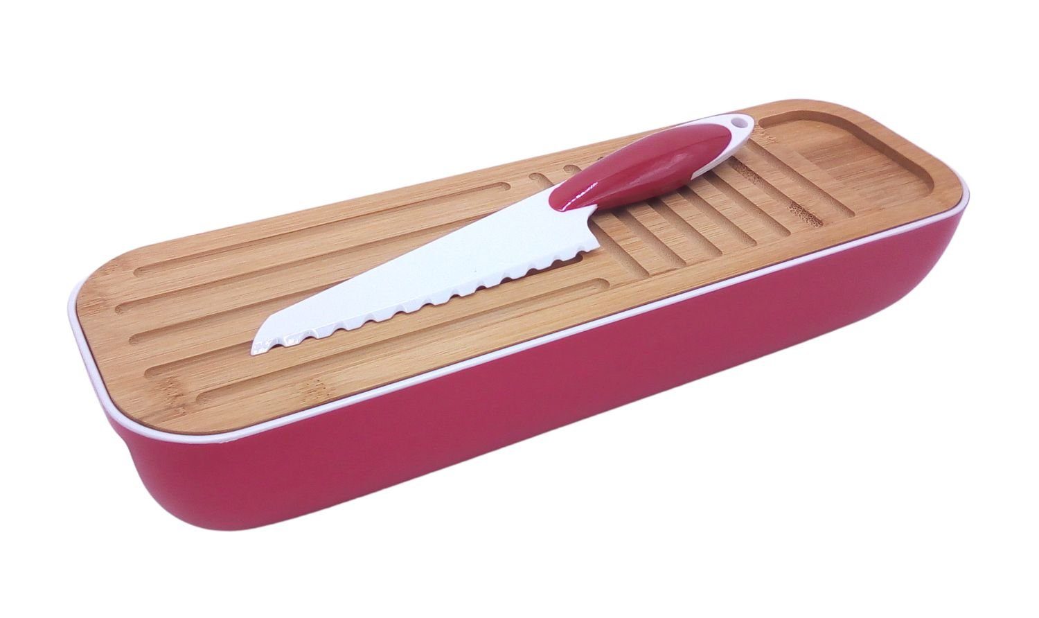 BURI Brotkorb Brotkasten mit Schneidebrett und Brotmesser Brotkorb Brotbehälter, Kunststoff