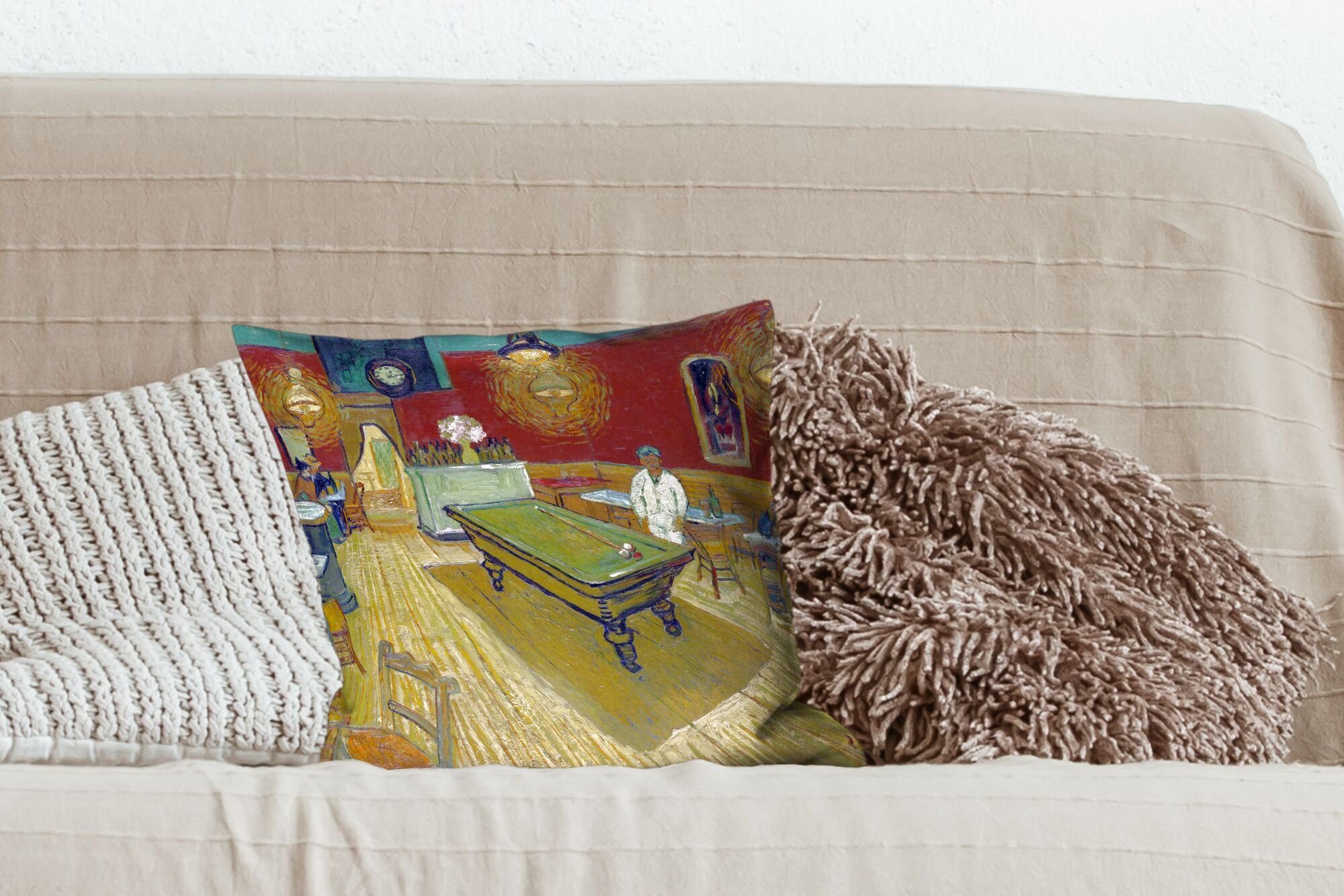 Sofakissen Deko, Vincent - van Zierkissen MuchoWow Gogh, Das mit Nachtcafé Füllung für Dekokissen Schlafzimmer, Wohzimmer,