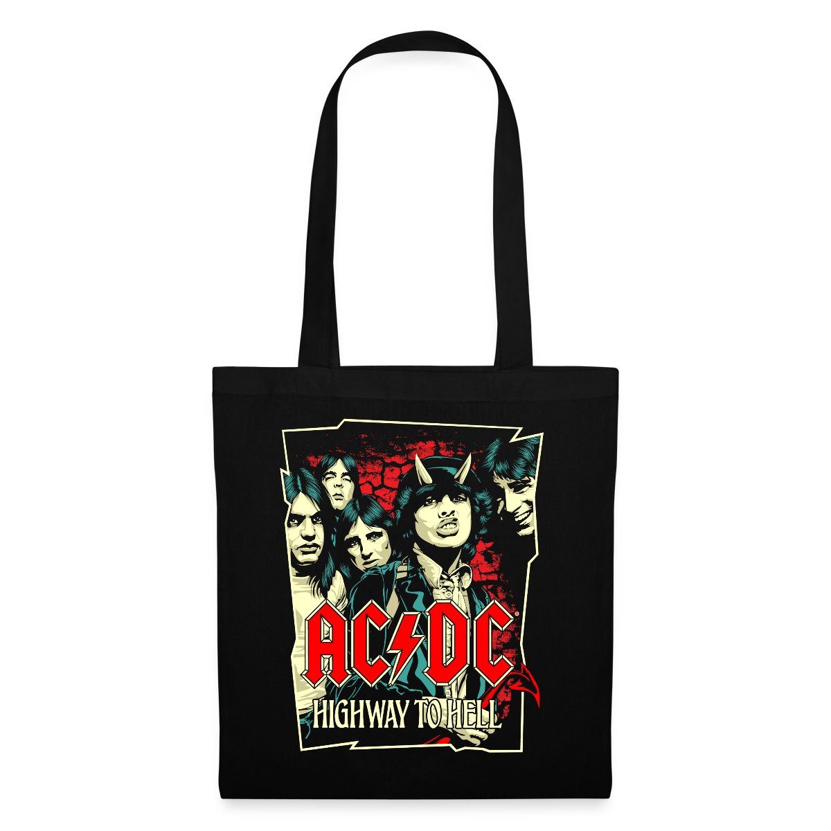 Spreadshirt Henkeltasche AC/DC Bandlogo Bild Highway To Hell Album Stoffbeu günstig online kaufen