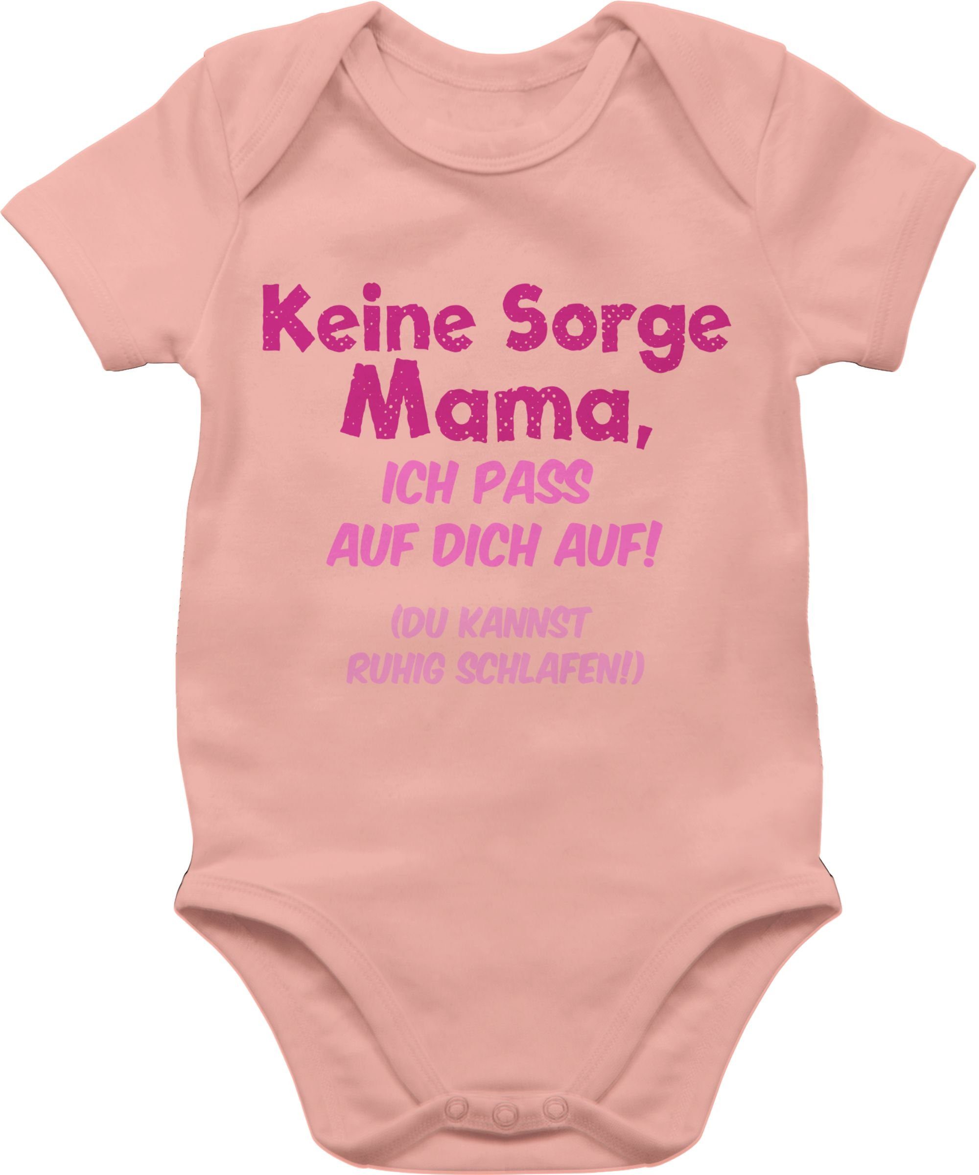 Shirtracer Shirtbody Keine Sorge Mama, ich pass auf dich auf! Du kannst ruhig schlafen! Strampler Baby Mädchen & Junge 3 Babyrosa