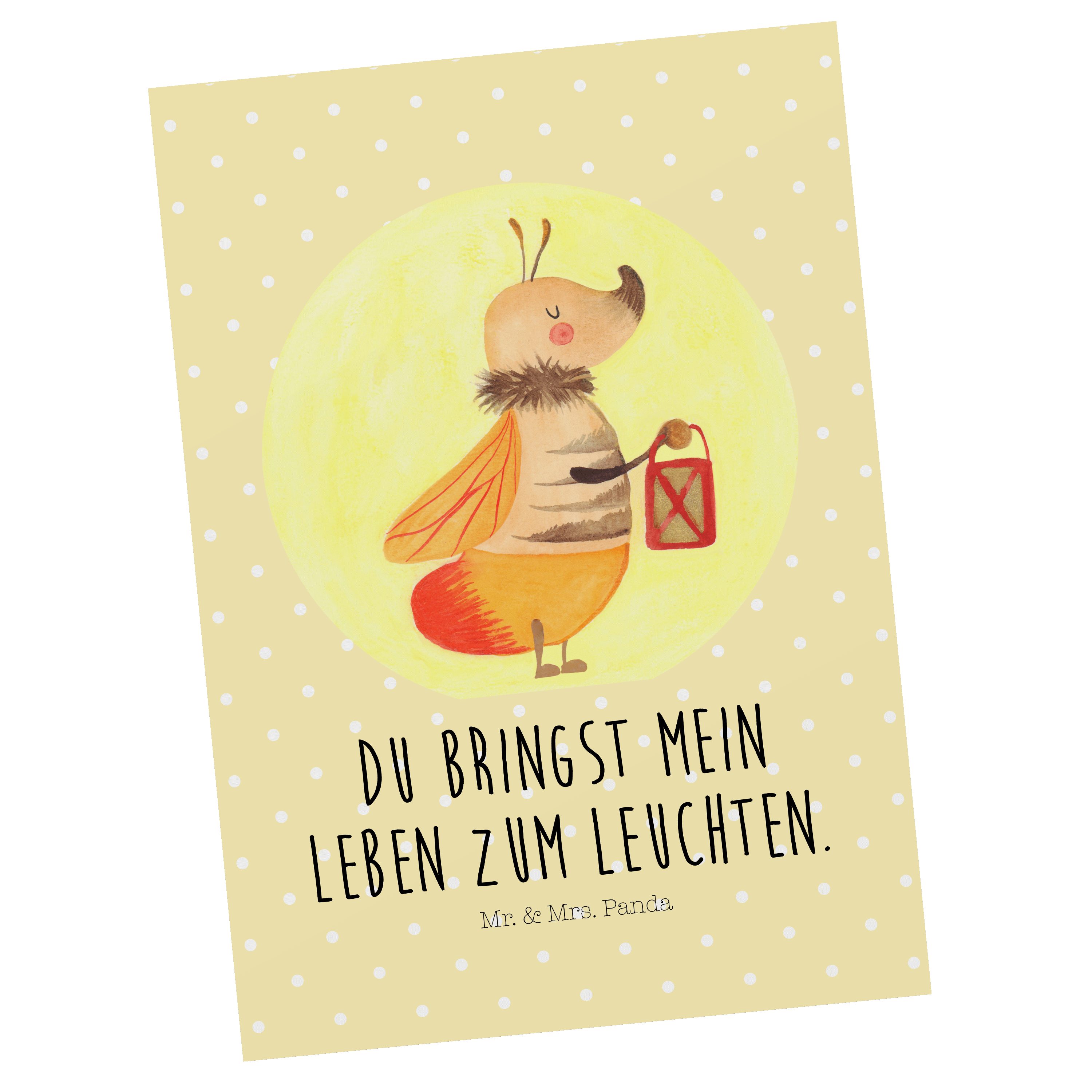 Mr. & Mrs. Panda Postkarte »Glühwürmchen Gelb Pastell Geschenk