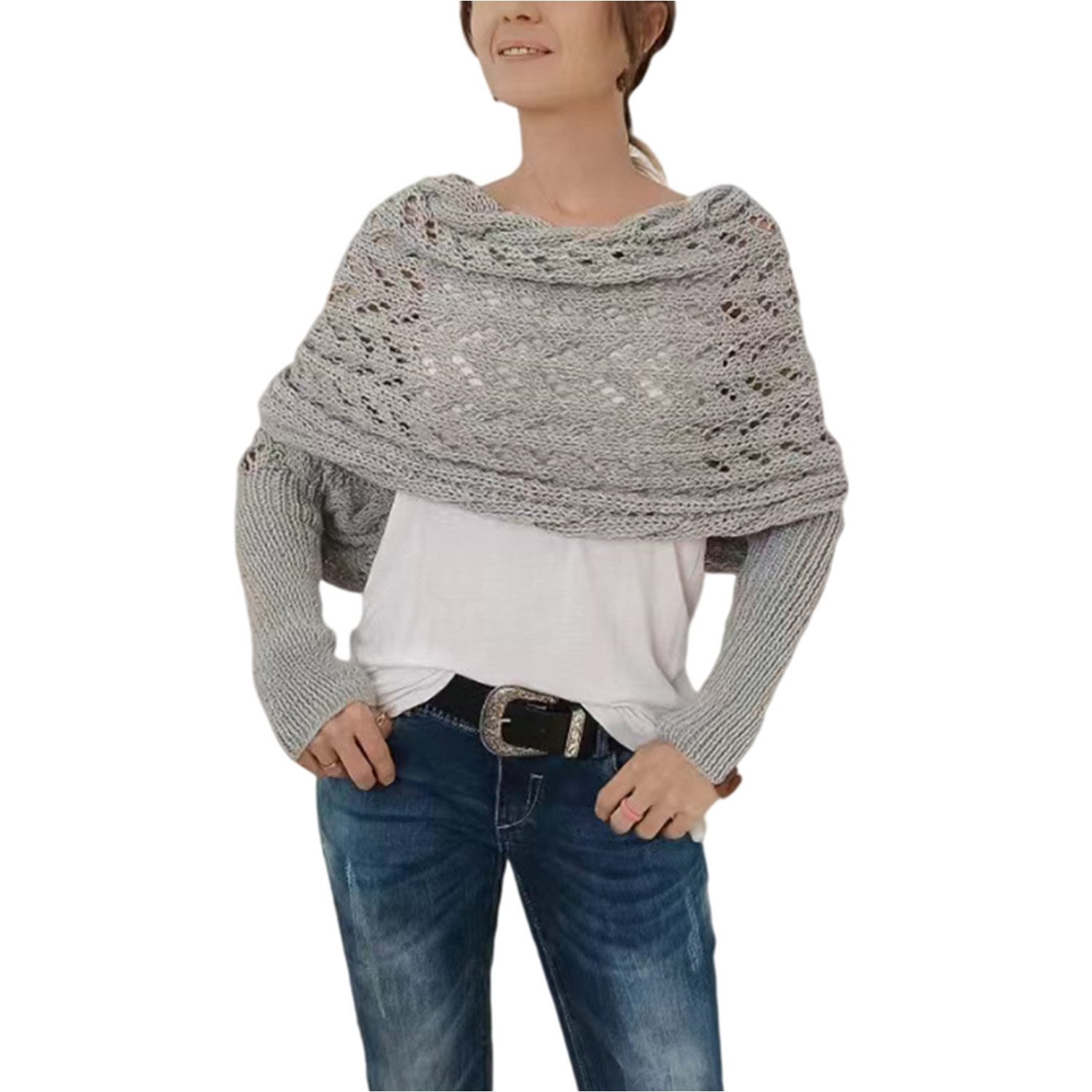 Refttenw Schal mit Ärmeln Damen WickelPullover Schal mit Ärmeln für Herbst günstig online kaufen