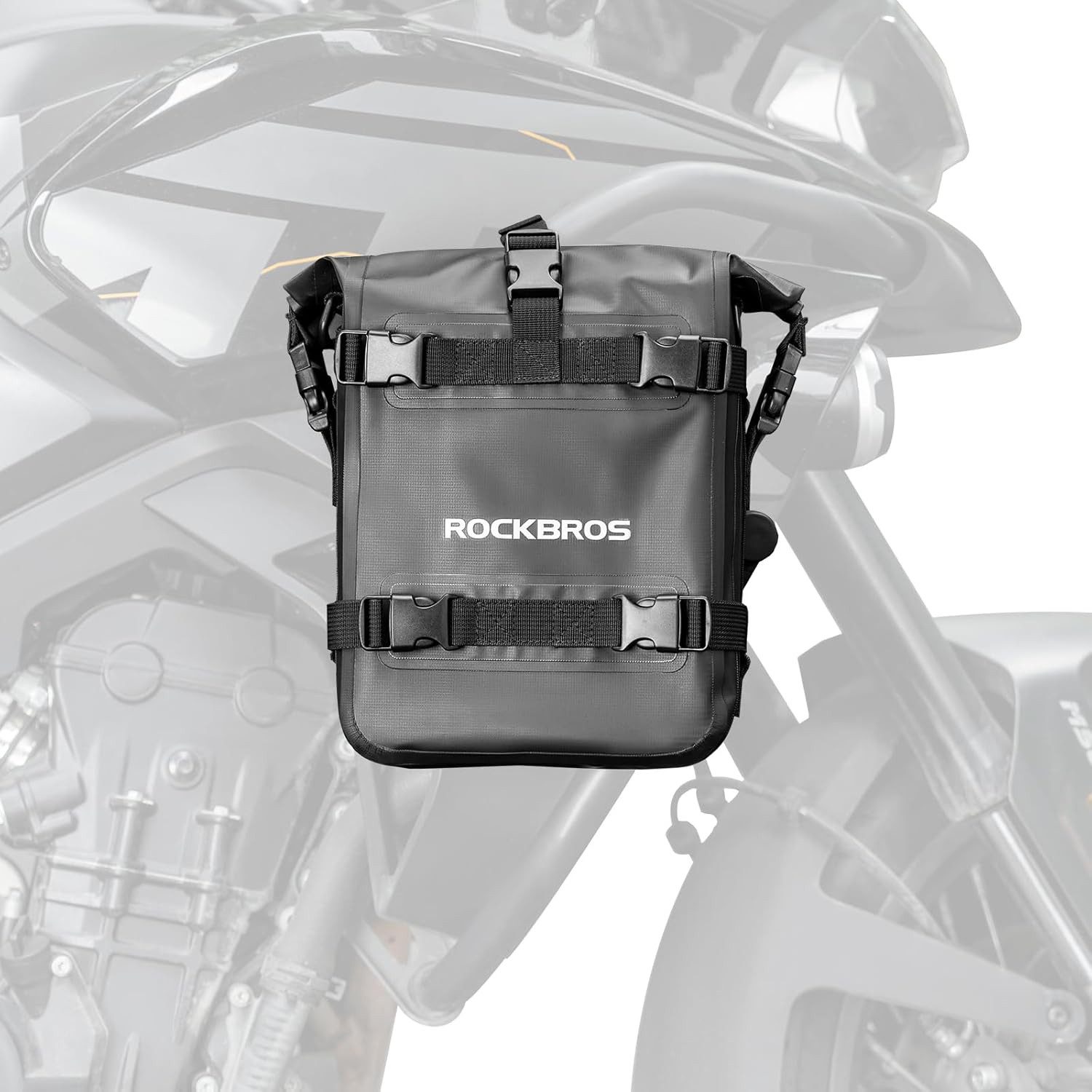 ROCKBROS Gepäckträgertasche Motorradtasche 5L, wasserdicht, mit Schultergurt, 100 % wasserdicht, robustes PVC, einfache Montage