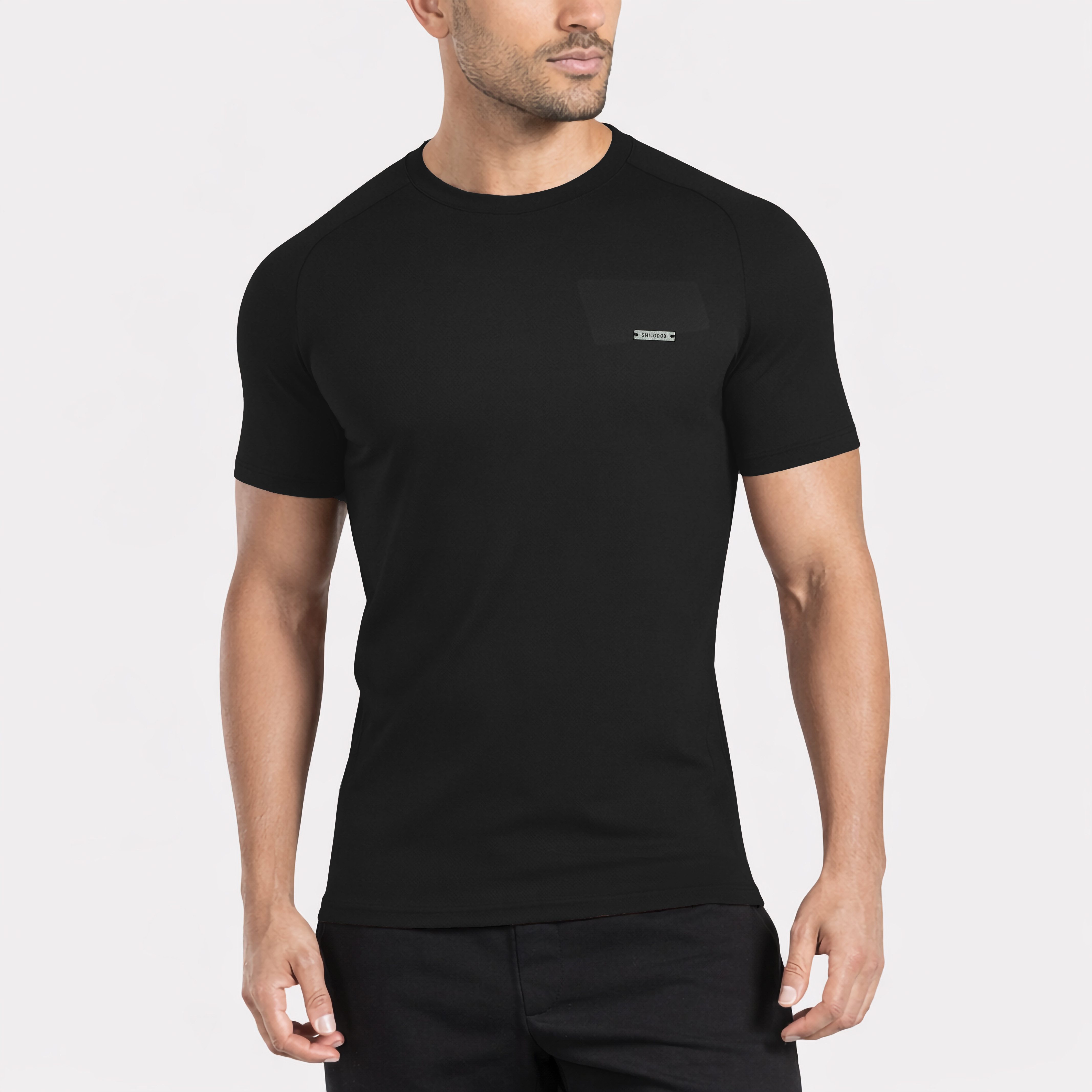 Smilodox T-Shirt Thilo, Schlichtes Shirt, Metallabel, Hochwertigs Kurzarmsh günstig online kaufen