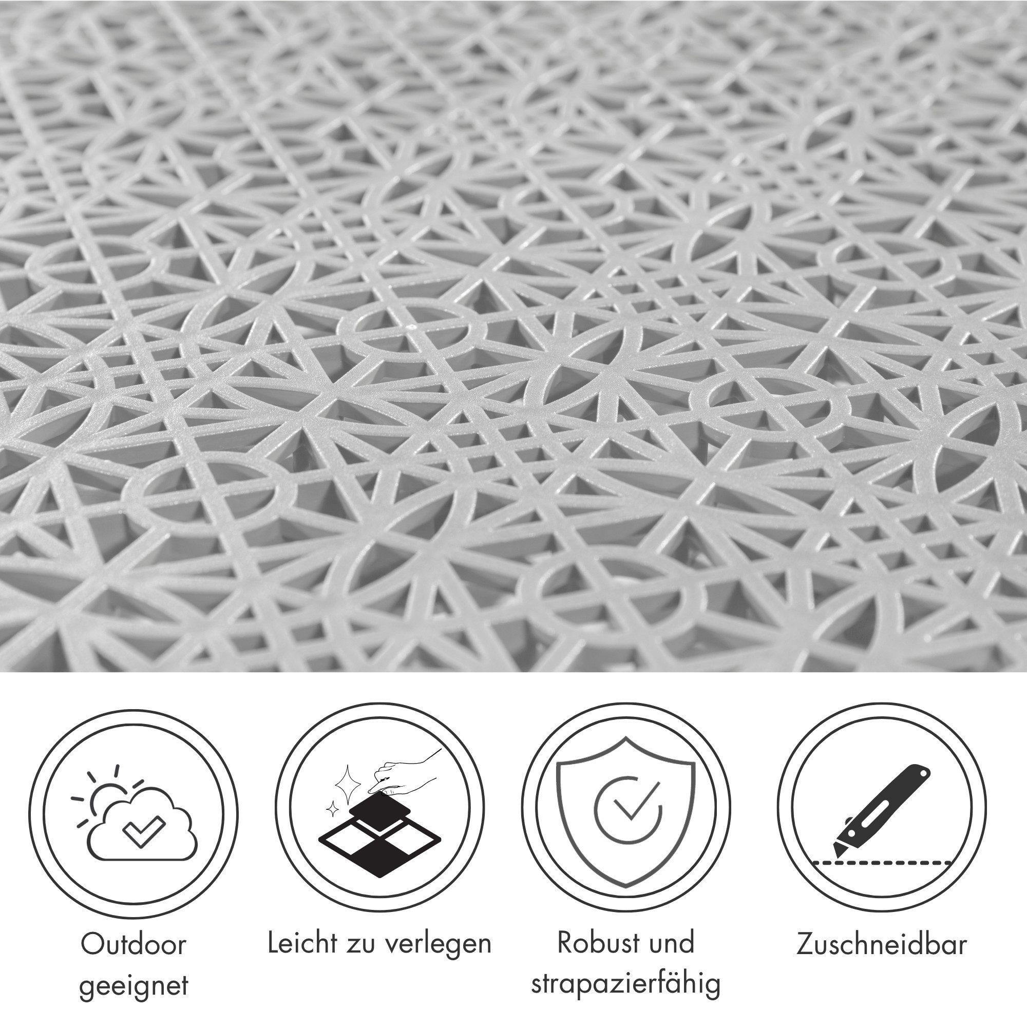 Andiamo Kunststoff-Fliesen Terra Sol, Terrassenfliesen, wetterfest, Made in Switzerland, Set, 7 St., erhältlich mit 7 Stück (1 qm), 14 Stück (2 qm) oder 35 Stück (5 qm), Klickfliesen, 38x38 cm, Balkon Bodenbelag, UV-beständig