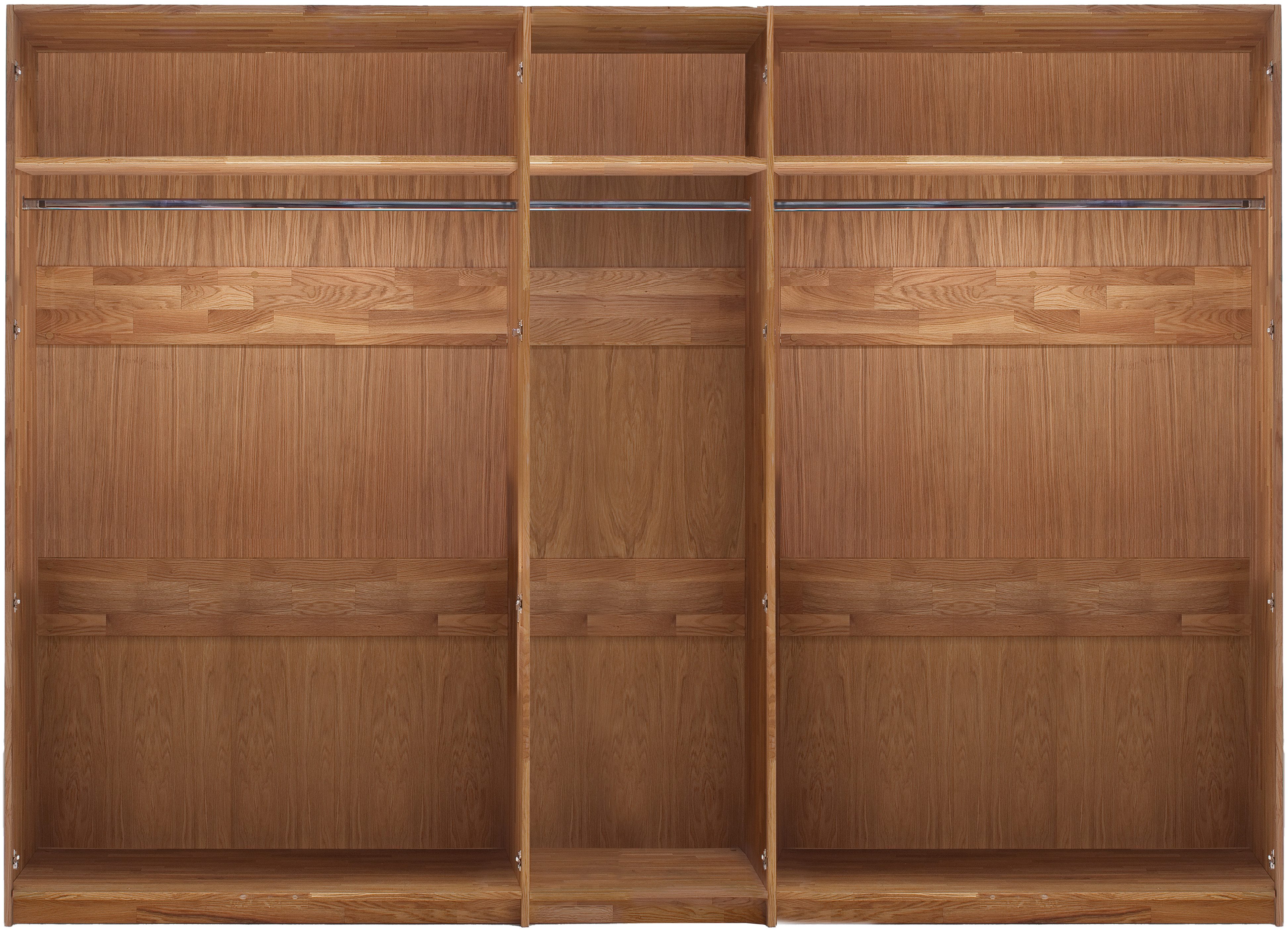 Home affaire Kleiderschrank Huven, Kleiderschrank mit viel Stauraum, aus Massivem Eichenholz Scandi, 218cm Hoch, 1 Kleiderstange & 1 Fach, Bügelgriff & Soft-Close