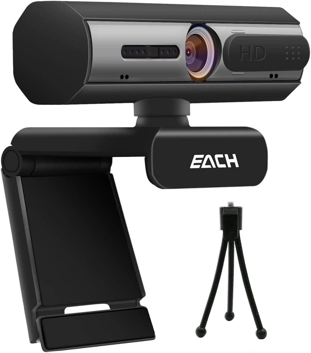 Diyarts Full HD-Webcam (Full HD, 1x opt. Zoom, 4-fach digitaler Zoom, Autofokus & Weitwinkelobjektiv, Auto Lichtkorrektur & dualen Noise Cancelling)