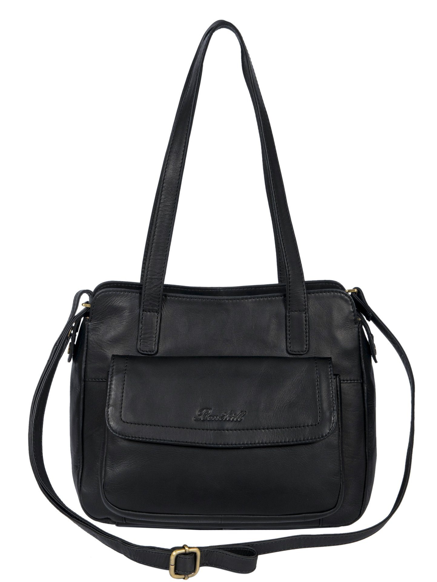Benthill Handtasche Damen Echt Leder Henkeltasche Umhängegurt Vintage Tasche Umhängetasche, Schultergurt / Umhängegurt Reißverschlussfach – Bild 2 von 5