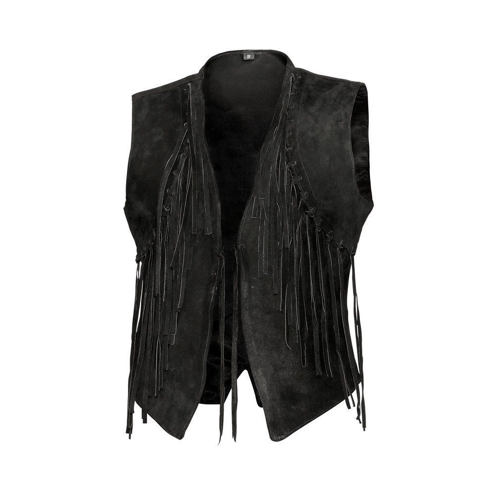 Stars Stripes Lederweste Fransenweste W02, Leder Waistcoat