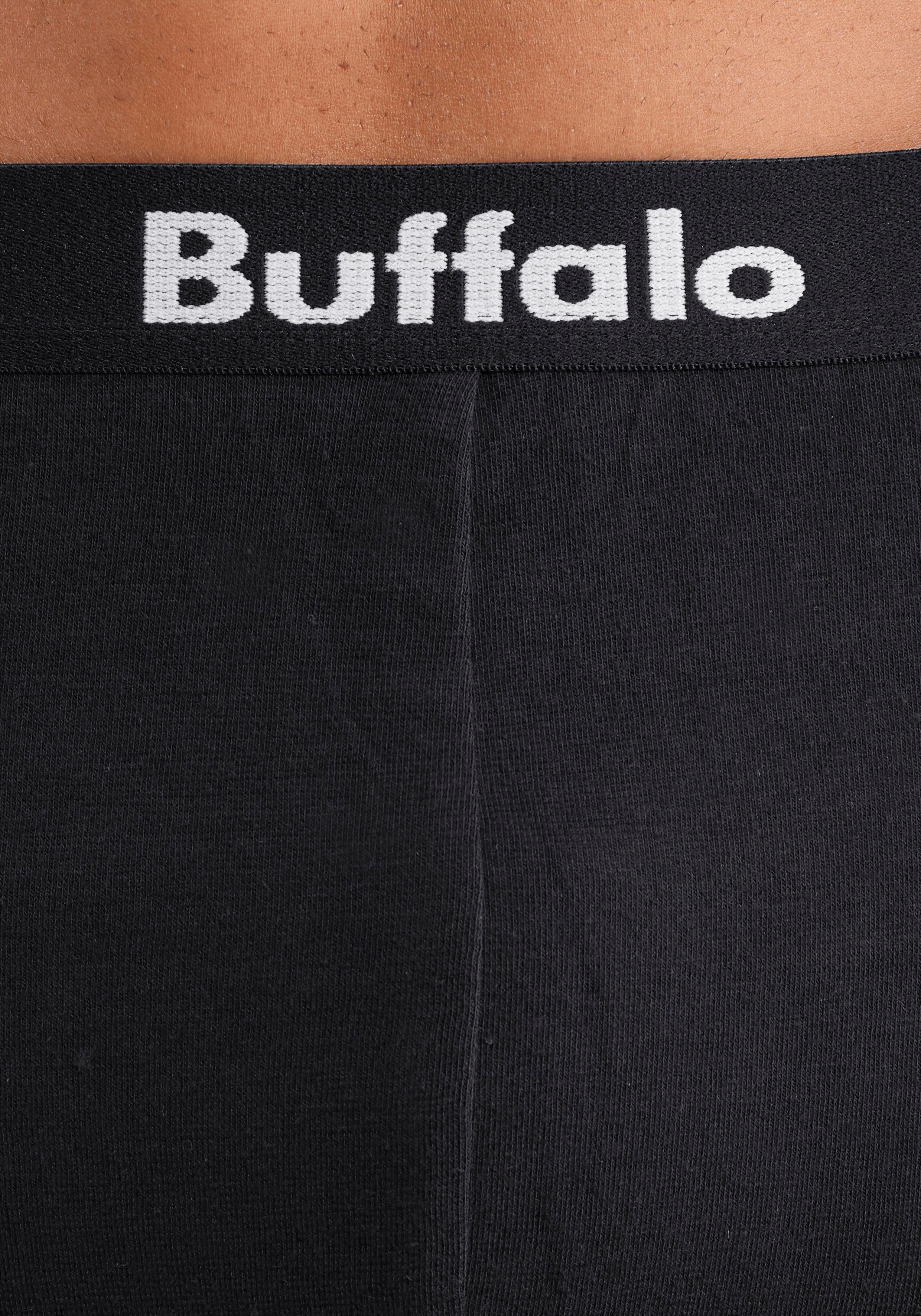 schwarz, schwarz Buffalo 3-St) (Packung, Overlock-Nähten Boxer mit vorn schwarz,