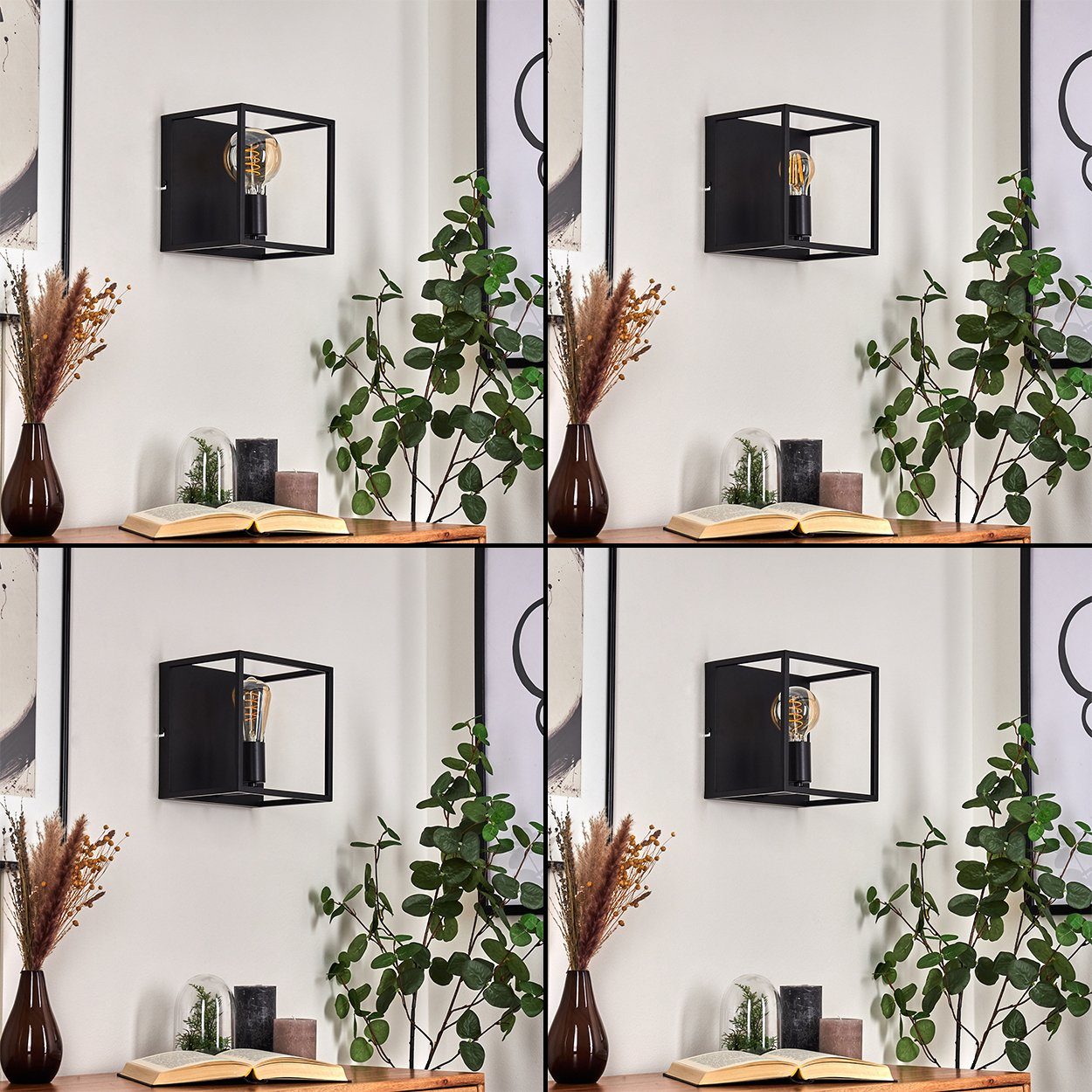 hofstein Wandleuchte »Palazzetto« moderne Wandlampe aus Metall in Schwarz, ohne Leuchtmittel, moderne Leuchte mit Lichteffekt durch Gitter-Optik, 1xE27