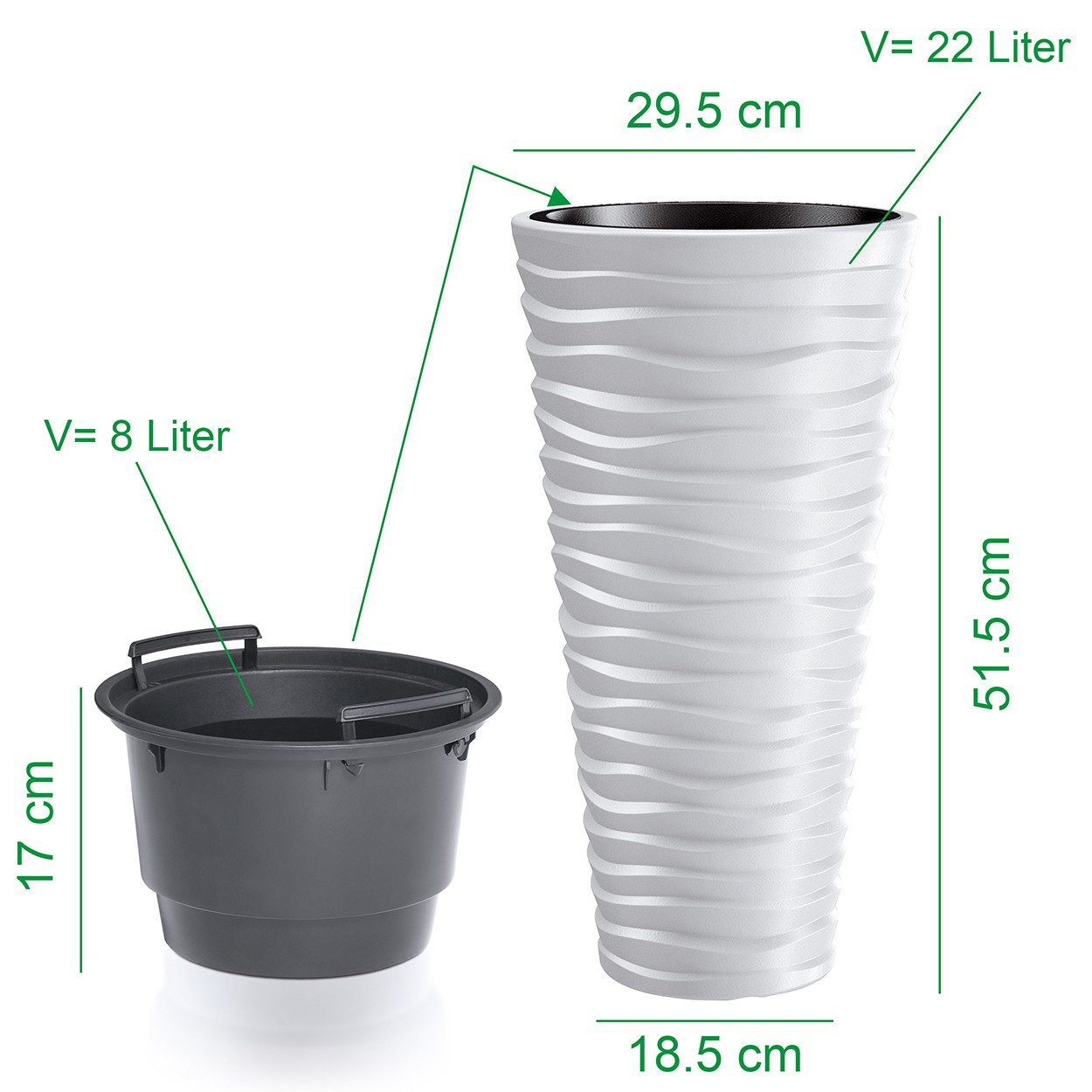 KAGM Pflanzkübel Blumenkübel Pflanzgefäß Wellen-Design 3D-Effekt günstig online kaufen