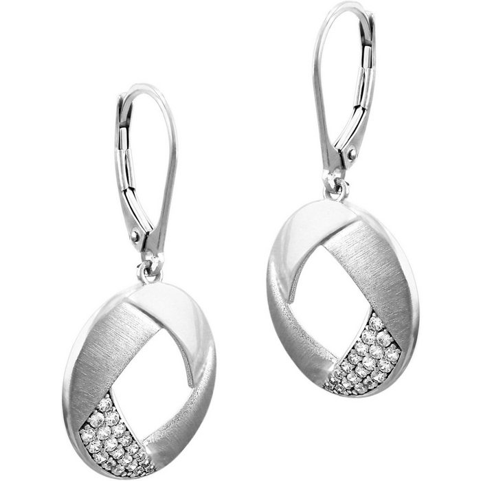SilberDream Paar Ohrhänger SilberDream weiß Rund Ohrringe Zirkonia (Ohrhänger) Damen Ohrhänger Rund aus 925 Sterling Silber Farbe: silber weiß