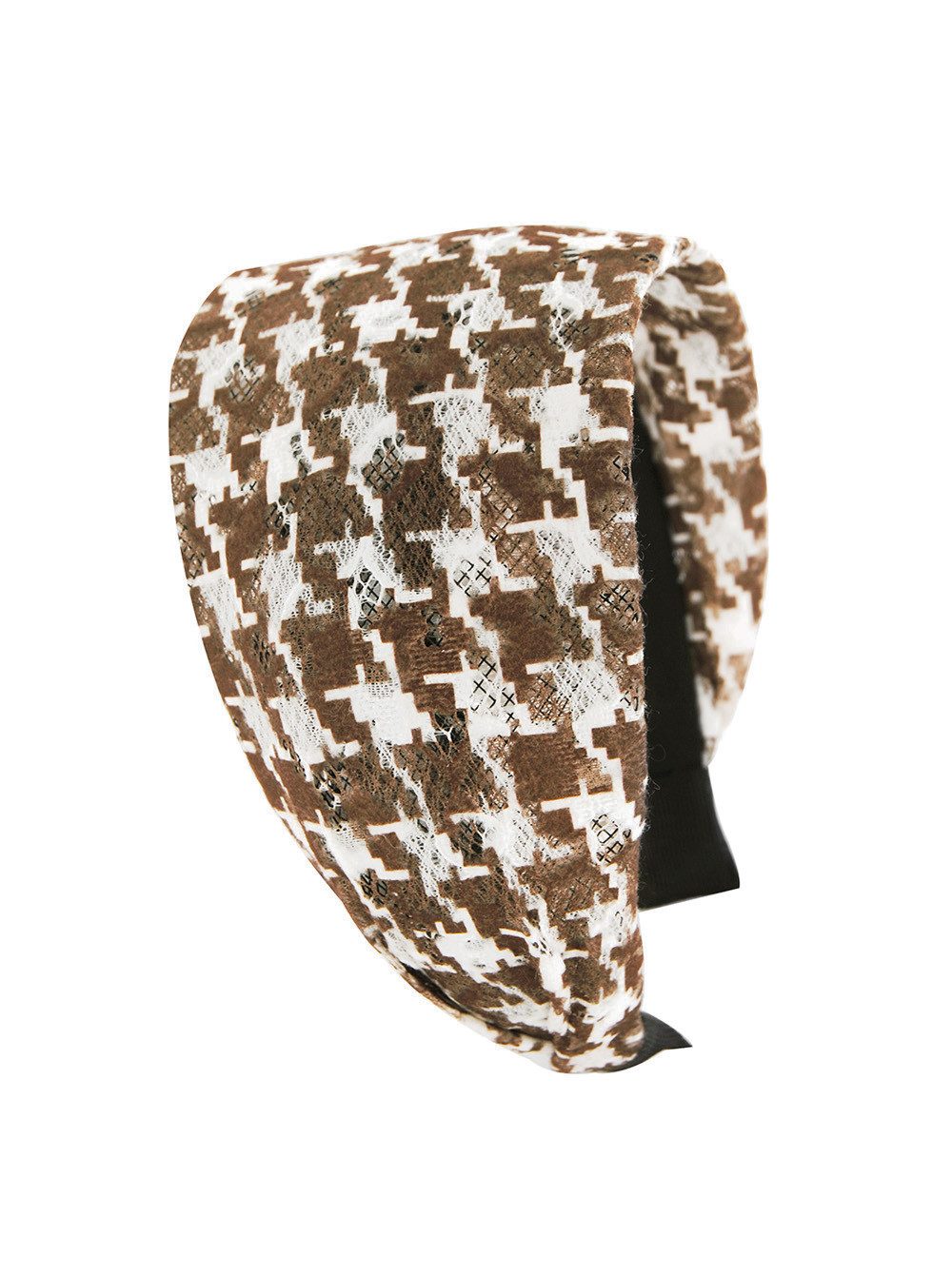 axy Haarreif Breiter Haarreif mit Hahnentrittmuster Wunderschön, Damen Breiter Haarreif 8cm Breit Haarreifen Haarband