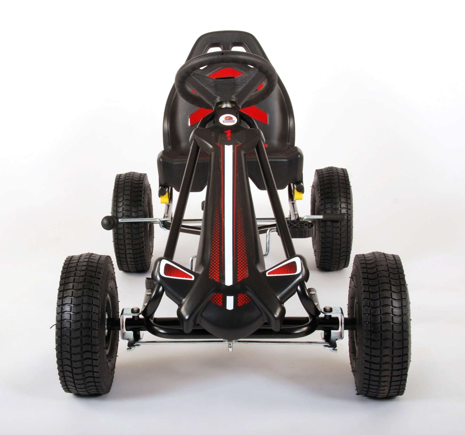 schwarz, zusammengebaut, groß Kinderfahrrad Kart Luftbereifung, kg, bis - - Plastikfelgen Jungen 50 - Rennwagen Volare Go - 85% Luftreifen