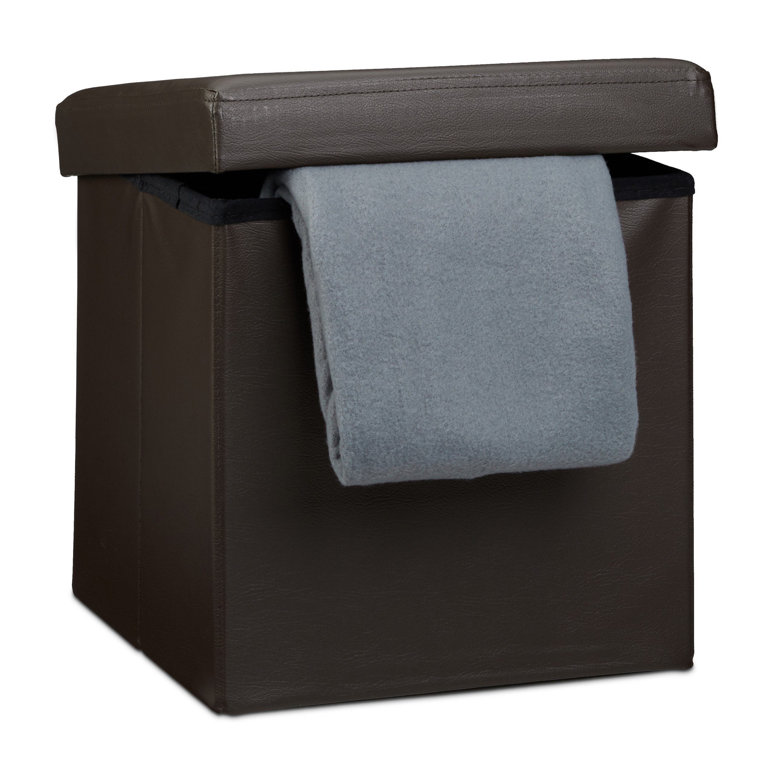 relaxdays Sitzhocker Faltbarer Sitzhocker Kunstleder, Braun günstig online kaufen