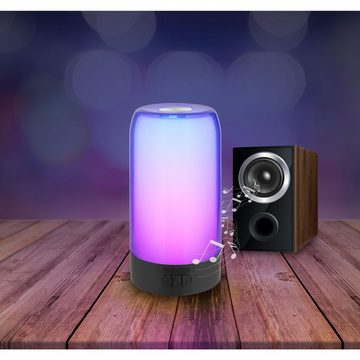 bmf-versand Tischleuchte Tischlampe kabellos mit Akku RGB Farbwechsel Tischleuchte App, Bluetooth Lautsprecher, LED fest integriert, Farbwechsler, Smart Light-System, Farbwechsel, Musikbox