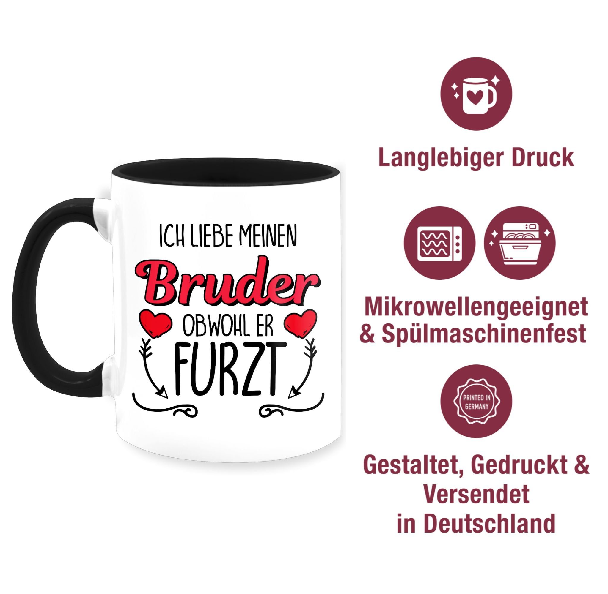 obwohl Keramik, 1 Tasse Ich Schwarz Pfeile, & er meinen Bruder Shirtracer Herze Bruder furzt liebe -