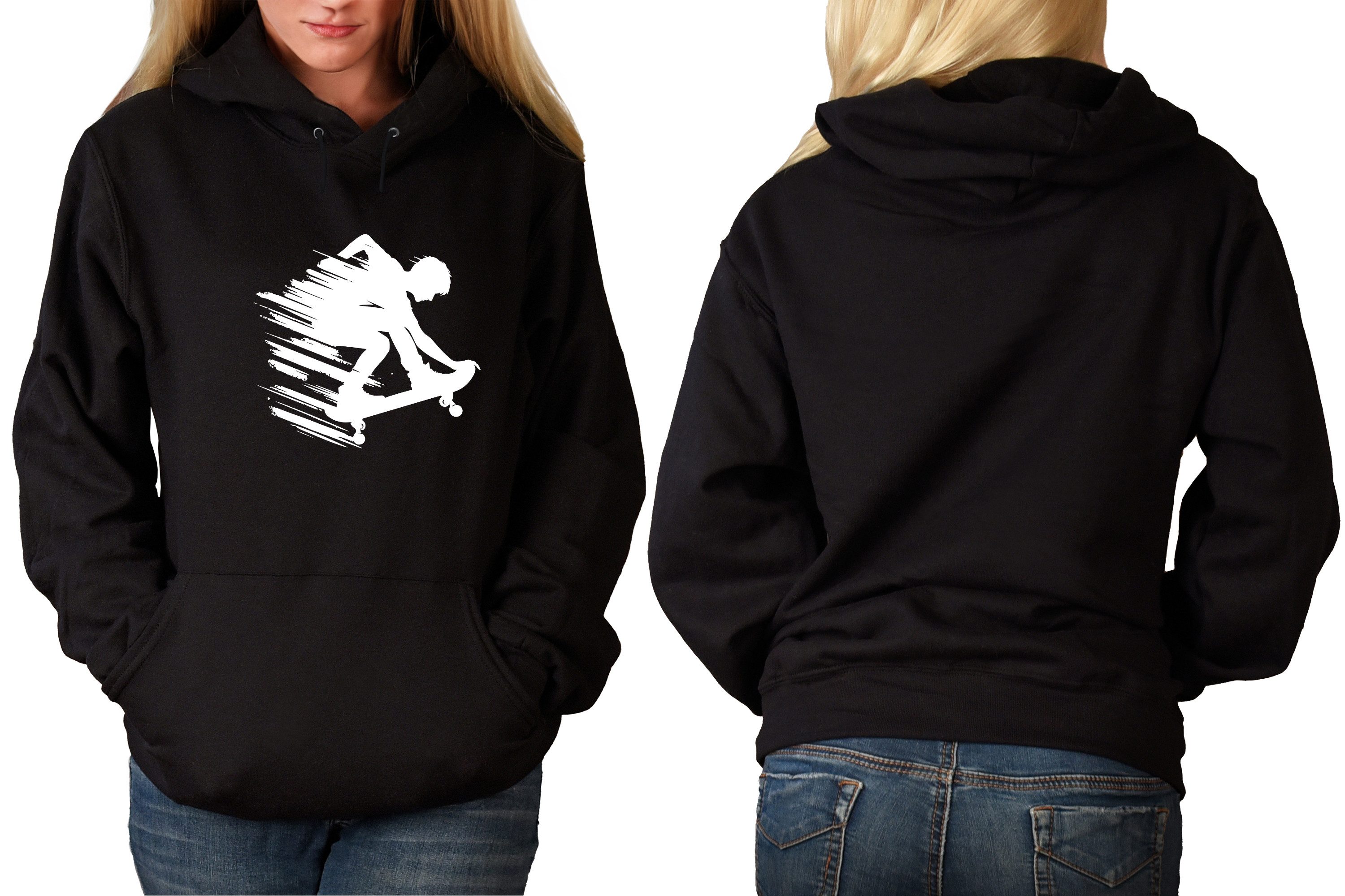 MyDesign24 Hoodie Skater Kapuzen Pulli - Skateboarder mit Streifen Herren und Damen Kapuzensweater - Skater Hoodie i728